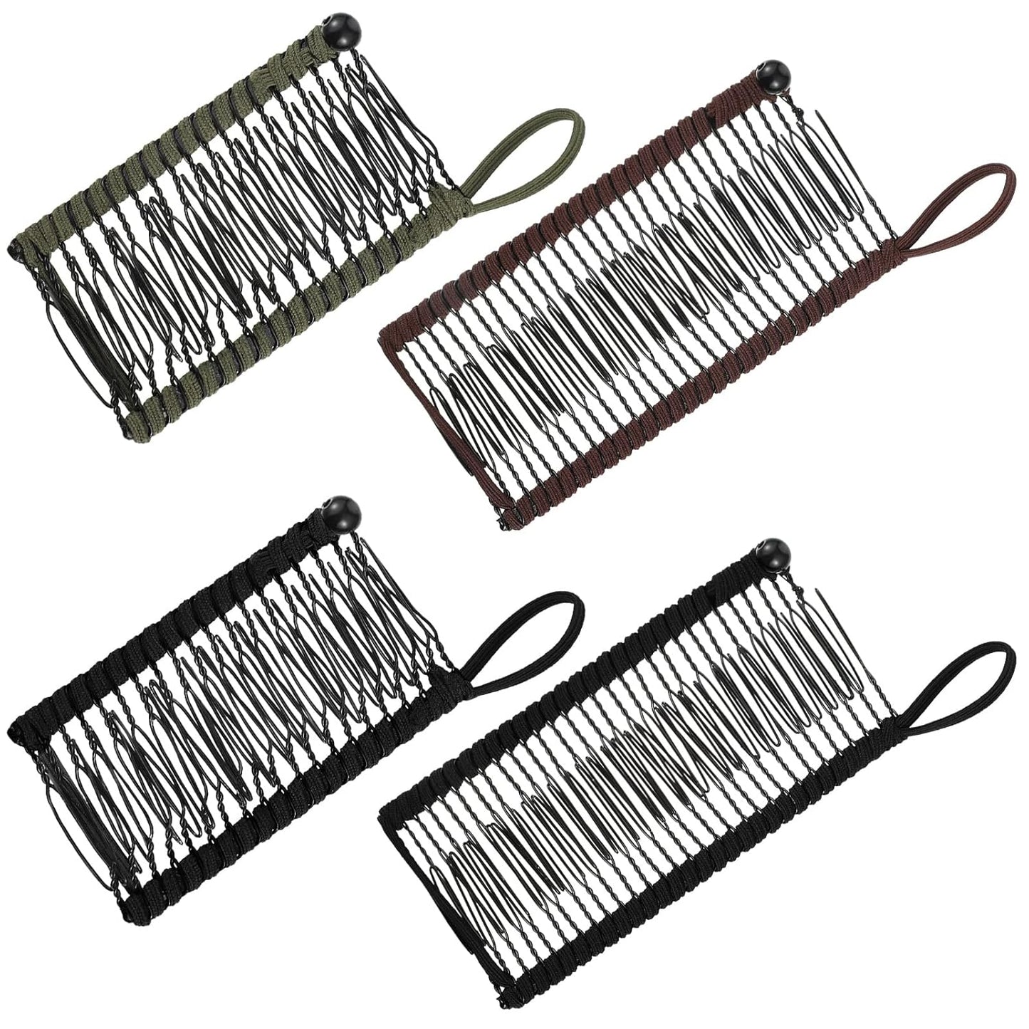 WILLBOND Banana Hair Clips for Women - Vintage Stretchy Grip for Curly, Thick, Wavy Hair | 4 Pcs Set in Black