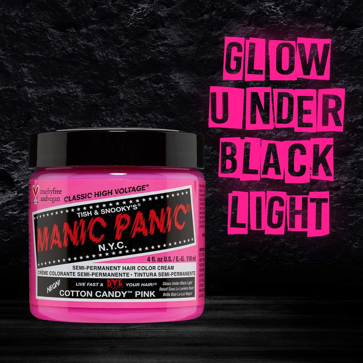 MANIC PANIC Classic Cotton Candy Pink Semi Permanent Hair Color - Bright Pink Hair Dye for Women & Men That Lasts 4-6 Weeks - Vegan, Ammonia & Cruelty-Free - Create & Mix Custom Shades (4oz)