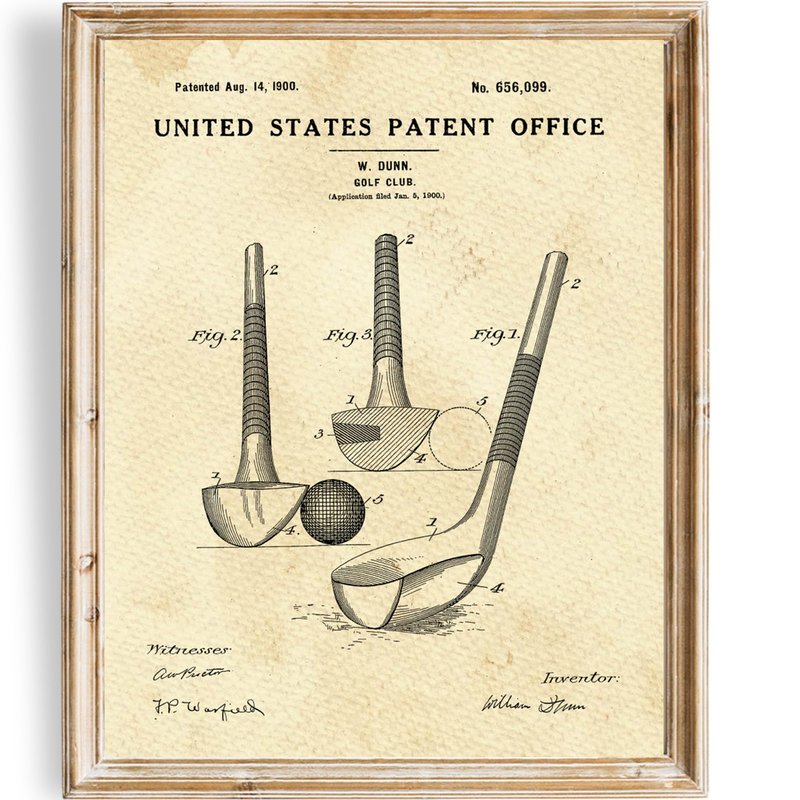 DREAM BIG PRINTABLES Golf Club Patent Print Wall Art - Unframed - 8x10 | Timeless Style Wall Decor for Golf Enthusiasts | Farmhouse, Living Room, Modern Home Decor