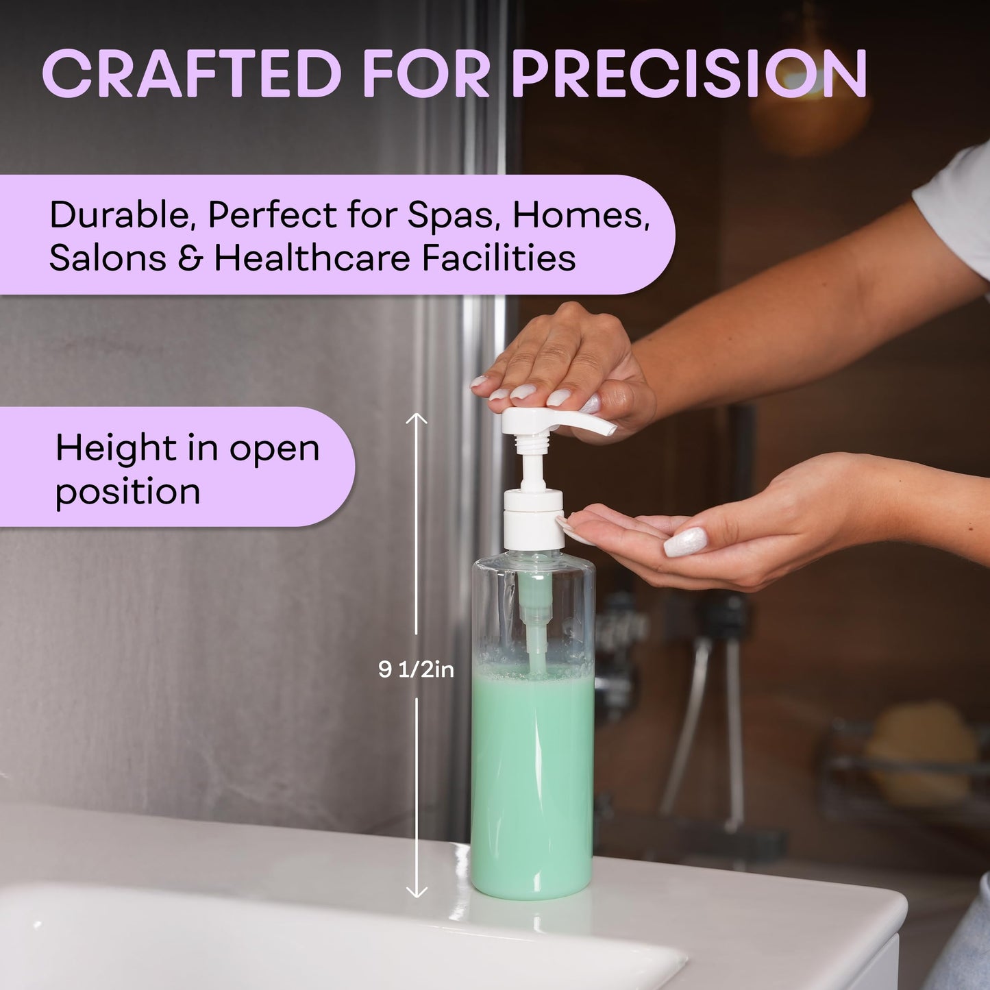 BRIGHTFROM Empty Lotion Pump Bottles 16 OZ, BPA-Free Refillable Containers, Plastic PET, Great for - Soap, Shampoo, Lotions, Liquid Body Soap, Creams and Massage Oil's, 2 Pack (White Pump)