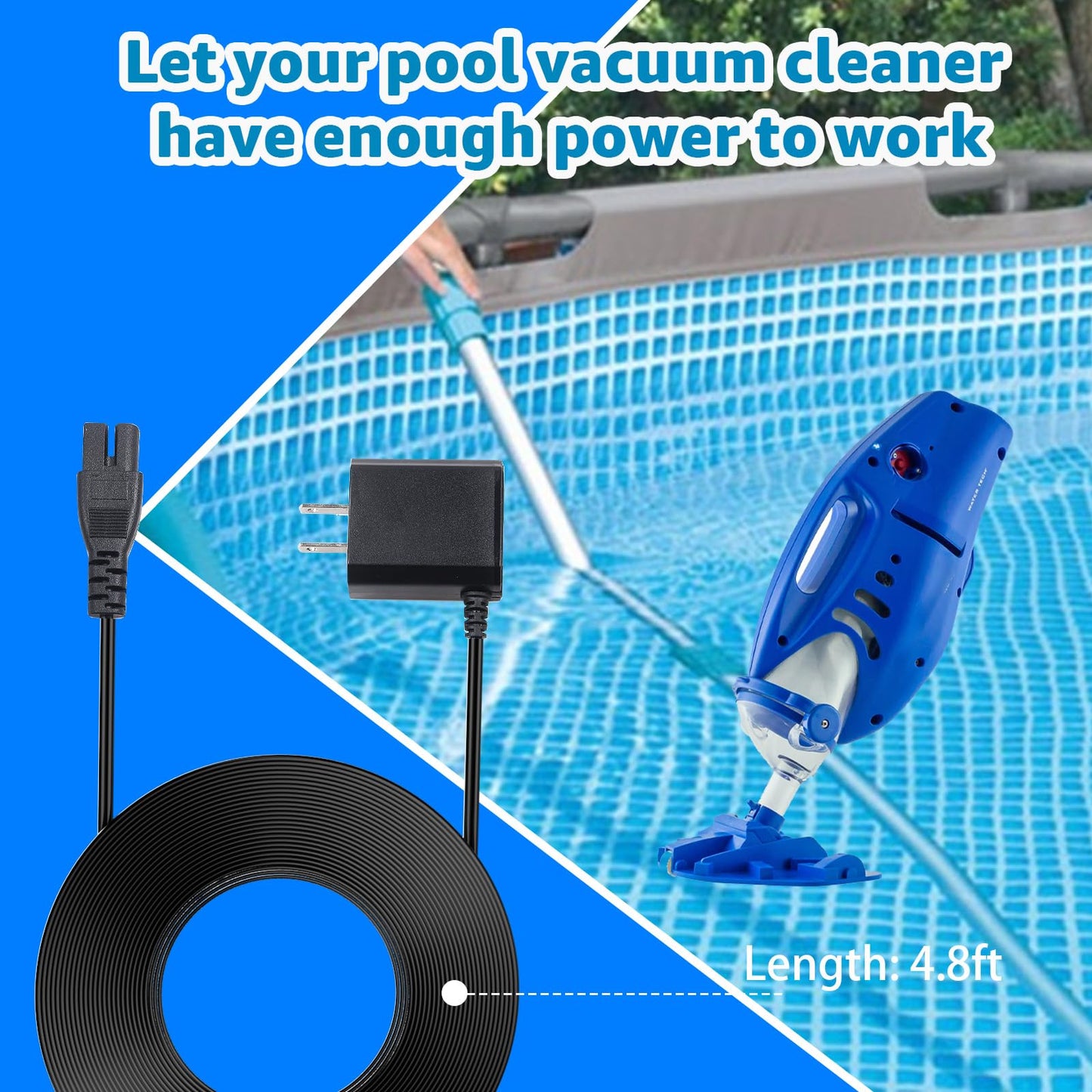 Norward 8.6V Charger for Pool Blaster Cordless Pool Vacuum Compatible with Pool Blaster LC099-2SK 22151EL 21051DL 26050SL 26051SL,Pool Vacuum Charger Supply,2 Prong AC DC Power Cord
