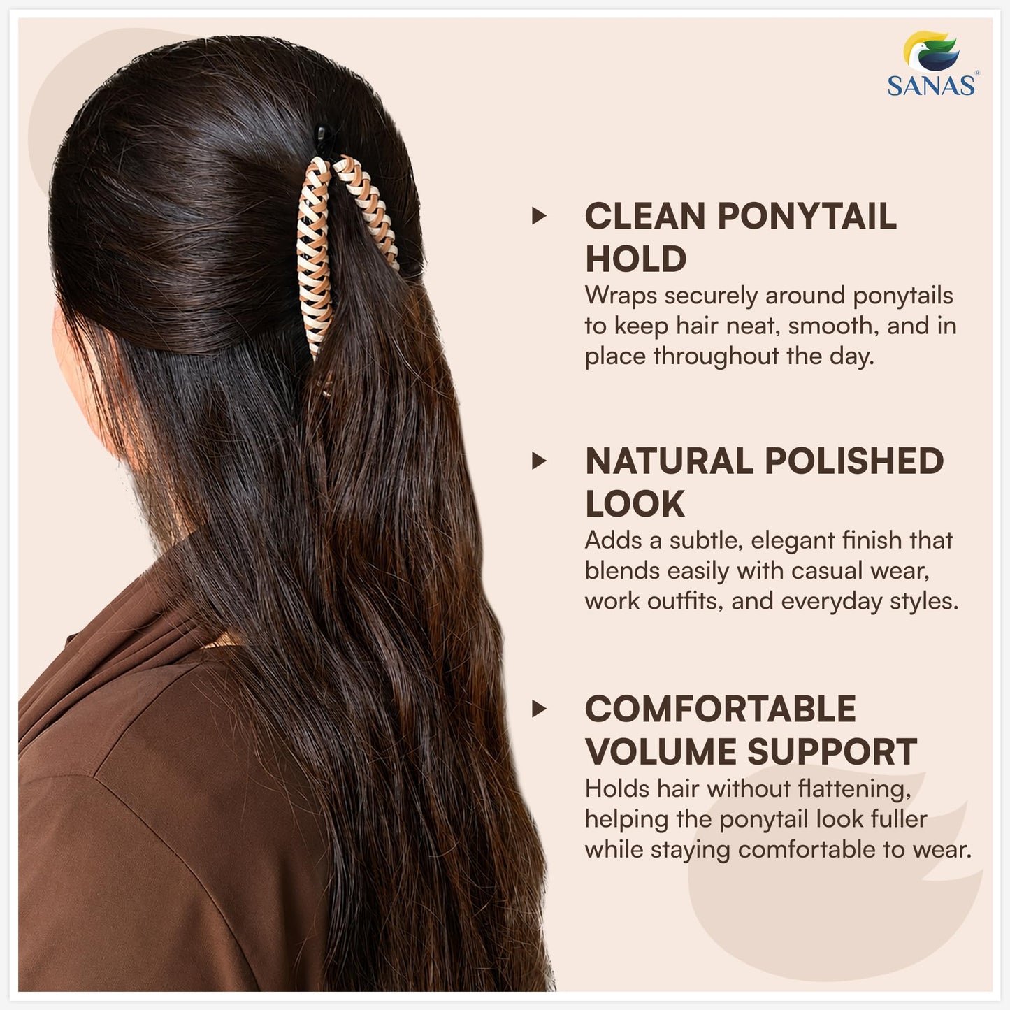 Banana Clip (2 Pcs) Banana Clips Wooven Banana Hair Clip Women & Girls Banana Clips Hair For Thick Hair Flat Hair Clips For Women Banana Clip For Curly Hair (2 Pcs) (Dark Brown & Light Brown)