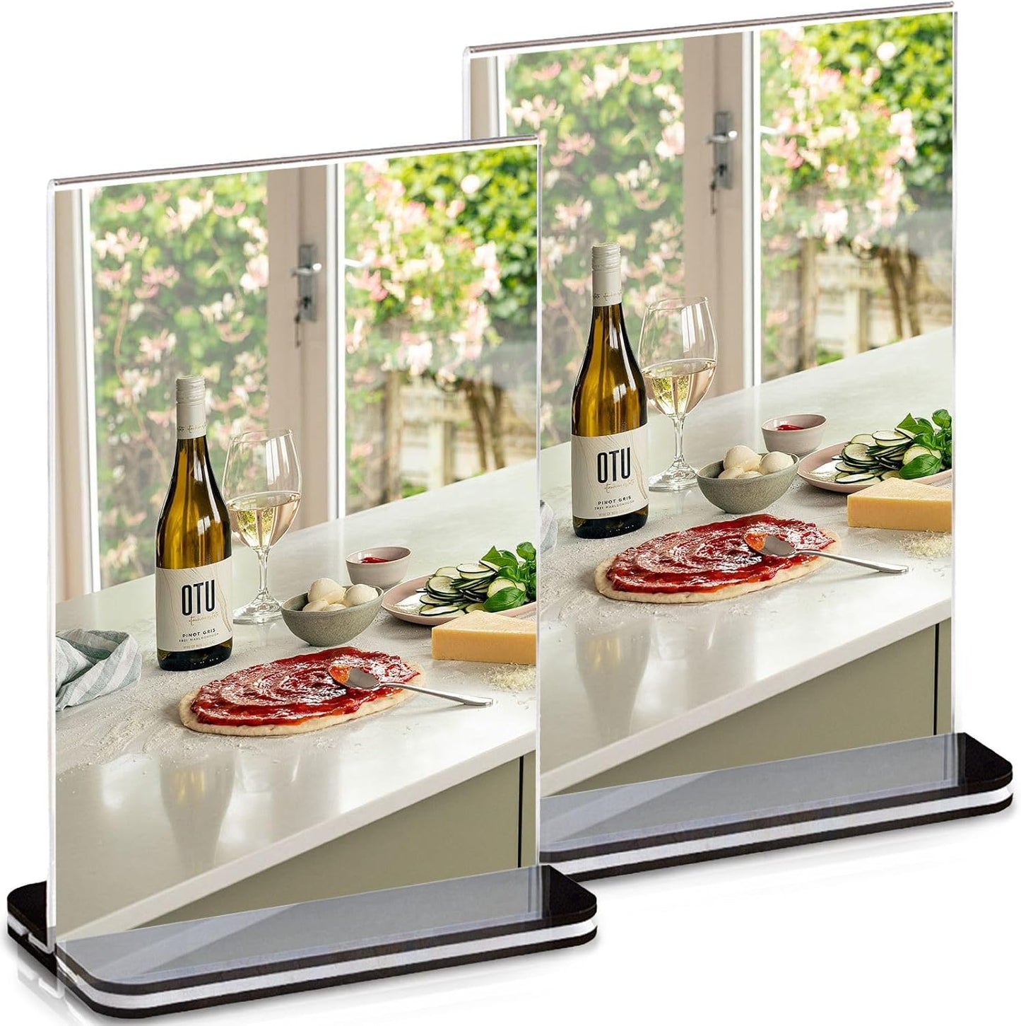 Acrylic Sign Holder - 12x8 Two-Sided Display Stand | 4 Pack for Cafes, Shops, Events
