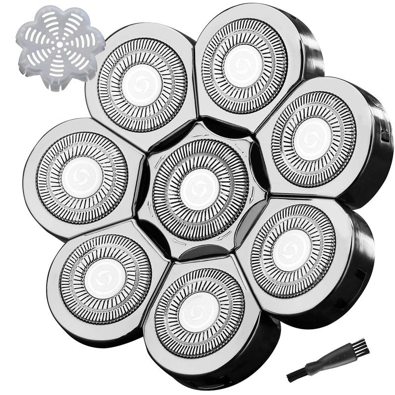 Universal 8 Blades Head Shaver Replacement Heads for Mainstream Shaver Brands, Eelectric Shaver Replacement Replacement Blades (8D Silver)