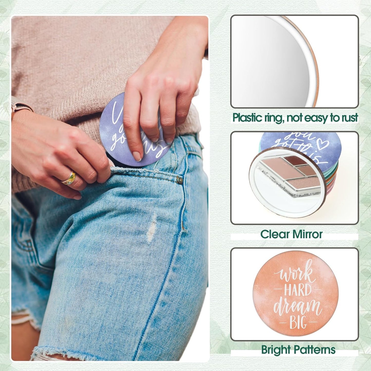 Inspirational Compact Mirrors - 30 Pcs Bulk Set for Women | 2.76 Inch Portable Purse Pocket Mirrors - Perfect Gifts for Teachers & Nurses