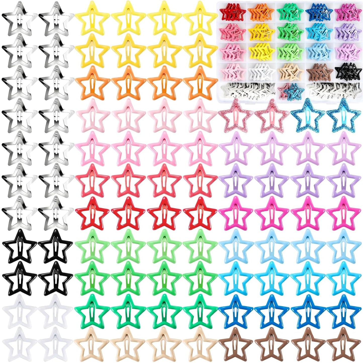 Colorful Snap Hair Clips - 150 Pcs in 50 Colors | 2-Inch Non-Slip Barrettes for Girls & Women with Storage Case