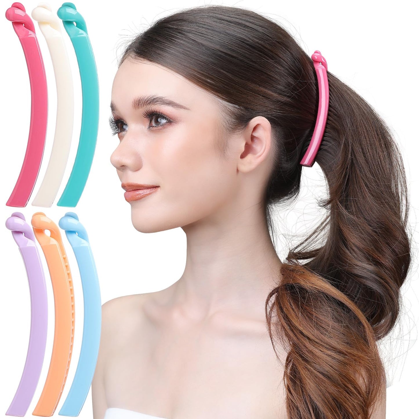 Banana Hair Clip Set - 6 Pcs No-Slip Claw Clips for Thin Hair | Secure Grip, Cherry Blossom Design
