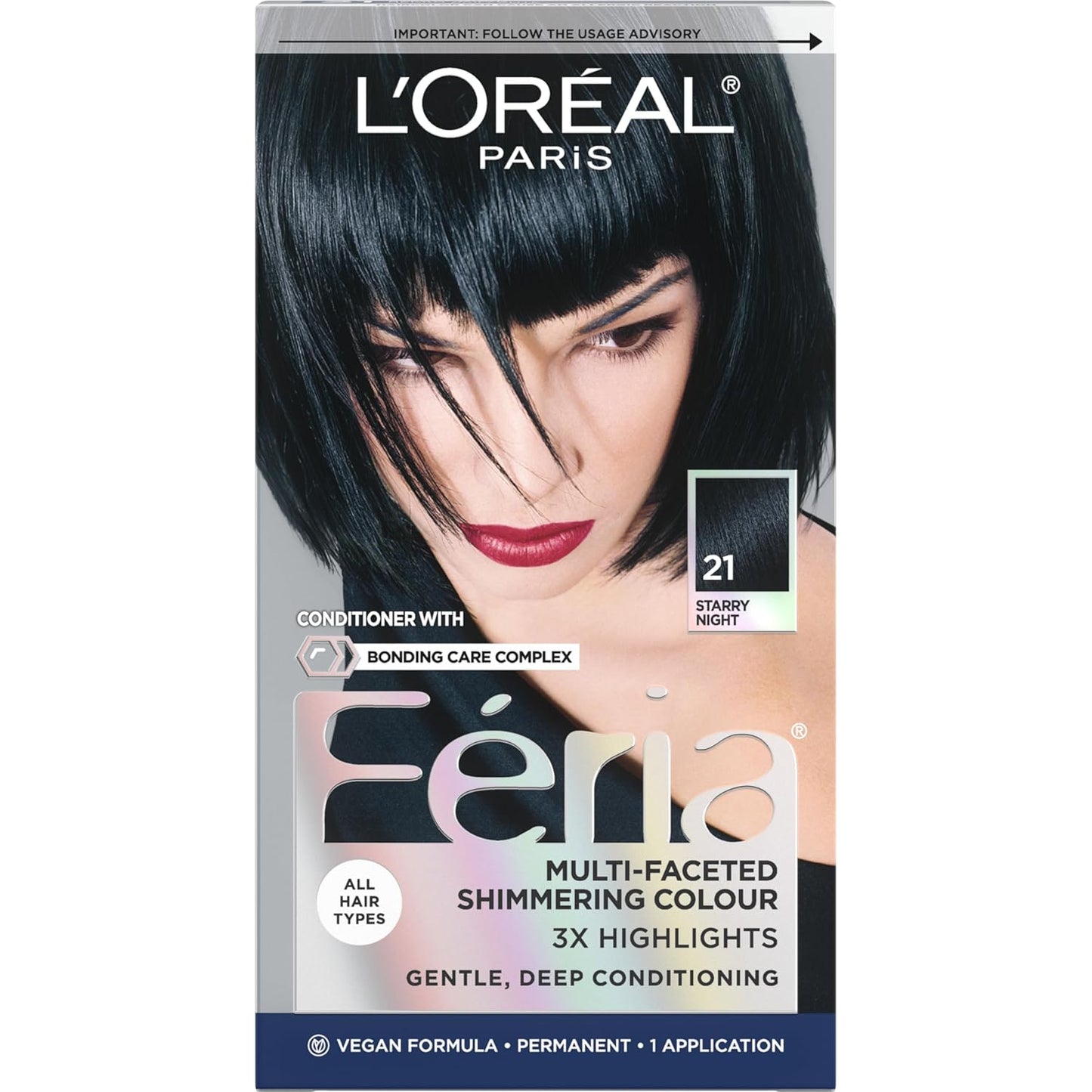 L’Oreal Paris Feria Hair Color - High Intensity Jet Black Dye for 3X Highlights | 1 Kit