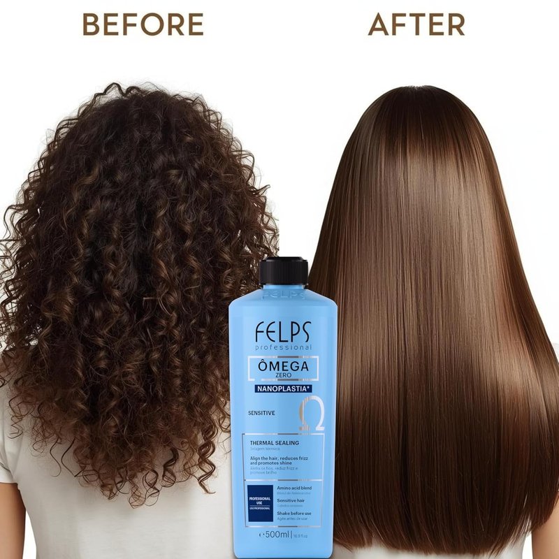 Felps Professional Omega Sensitive Nanoplasty - Formaldehyde-Free Brazilian Keratin Hair Treatment | 500ml/16.90oz