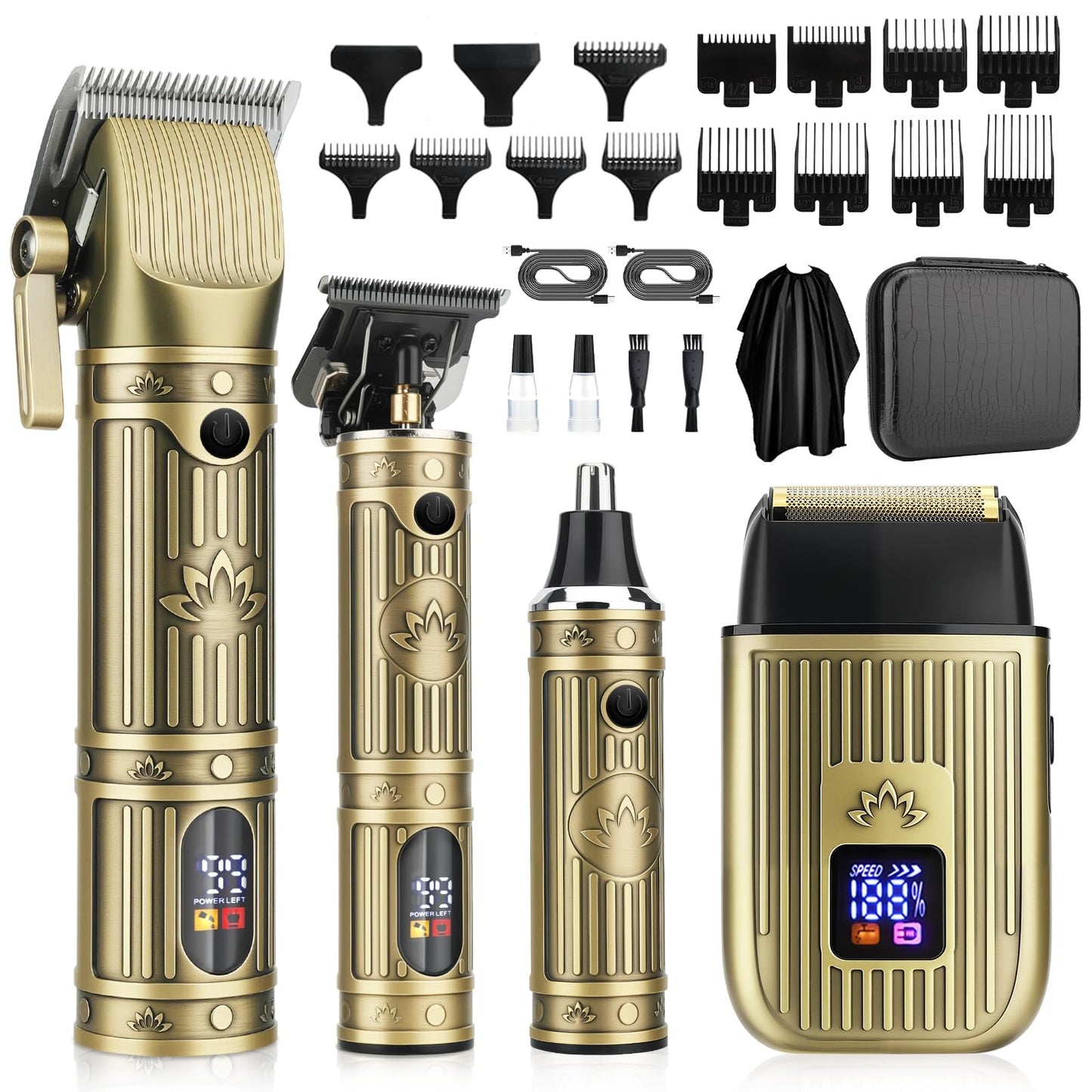 Lanumi Hair Clippers Set for Men, 4 in 1 Mens Cordless Hair Clipper for Barber Kit, Nose Trimmer Beard Trimmer Kits & Sets, Cordless Mens Hair Trimmer with LED Display, Gifts for Men Husband Dad