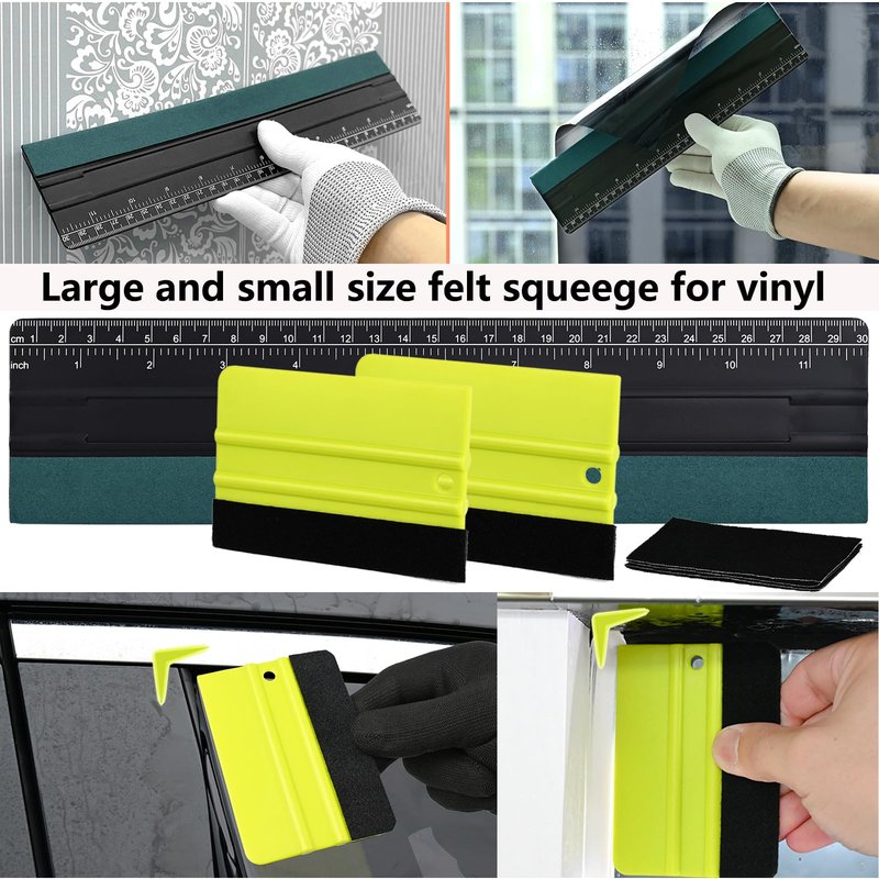 EHDIS Window Tint Kit Vinyl Wrap Tool with Bulldozer Squeegee,Windshield Back Tint Scraper, Small Rubber Squeegee, Wrap Stick, Film Cutter for Car Wrapping Window Film Installation