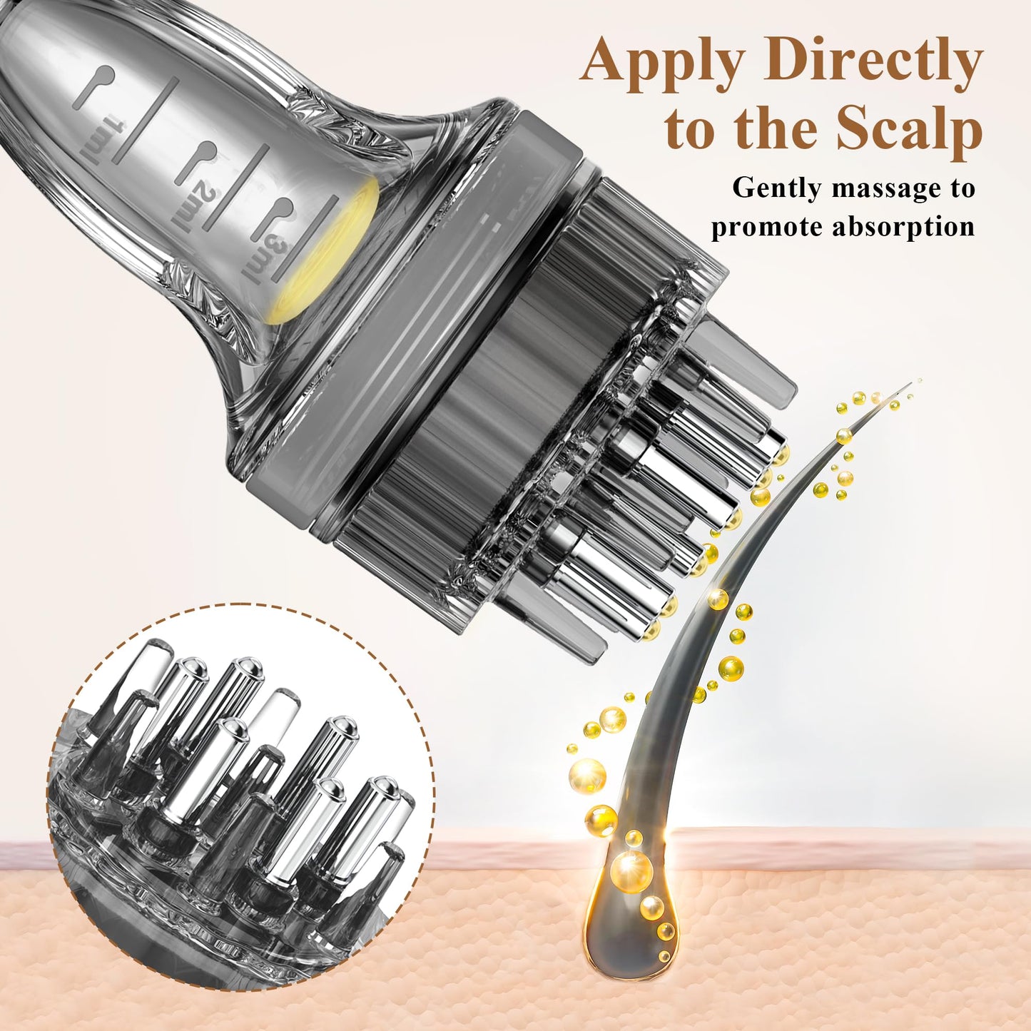 2 PCS Minoxidil Applicators with Cleaning Brush and Dropper, Anglecai Easy Fast Apply Scalp Applicator Comb for Hair Oil Applicator Brush, Minoxidil Brushes for Scalp Applicator Comb