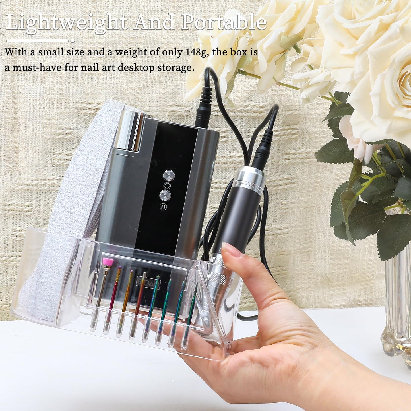BQAN Acrylic Nail Drill Bit Holder Stand 8 Hole for Manicure Tools