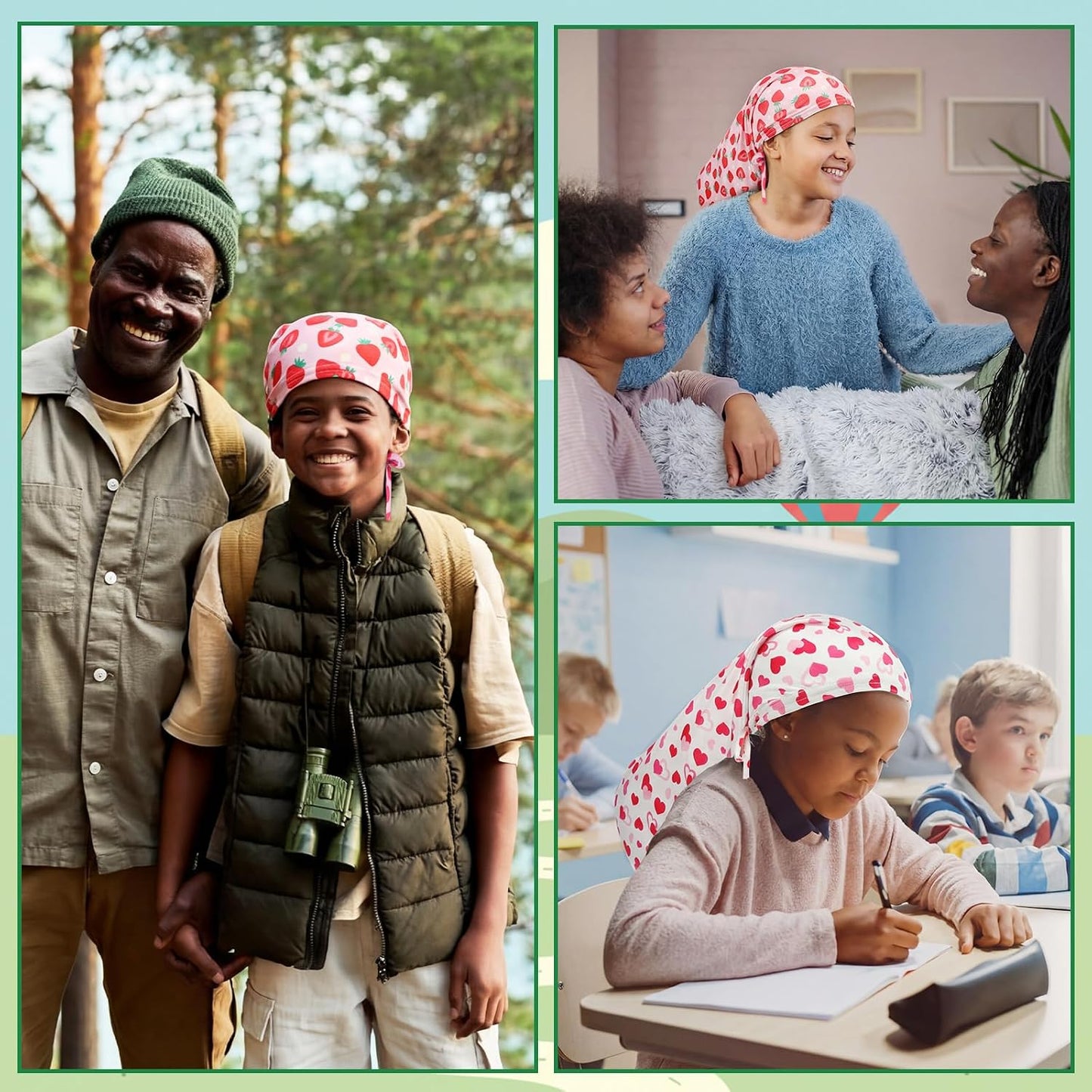 Kids Long Satin Braid Bonnets - 4 Pack Adjustable Soft Caps for Girls | 20 Inch Dreadlocks & Curly Hair