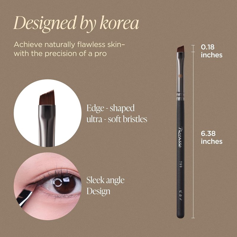 Piccasso 799 Edge Eyeliner Brush - Precision Angled Brush for Gel, Liquid & Cream | Professional Eye Makeup Tool