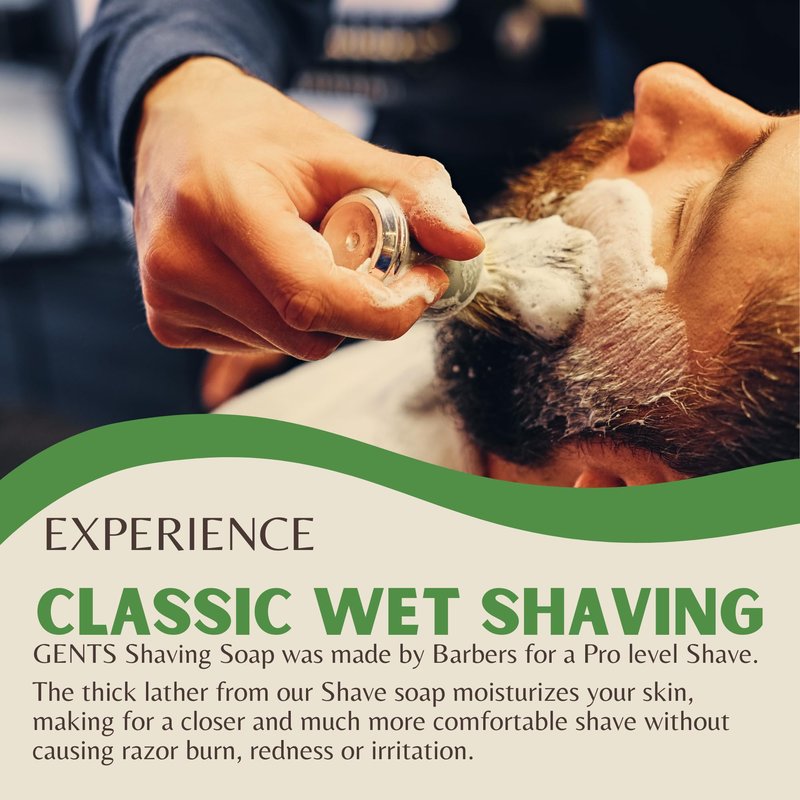 GENTS Men’s Shave Soap, 97% Natural Cedar Pine Scent, Rich Lather Wet Shaving, Traditional Shaving Soap for Men, 3oz Puck