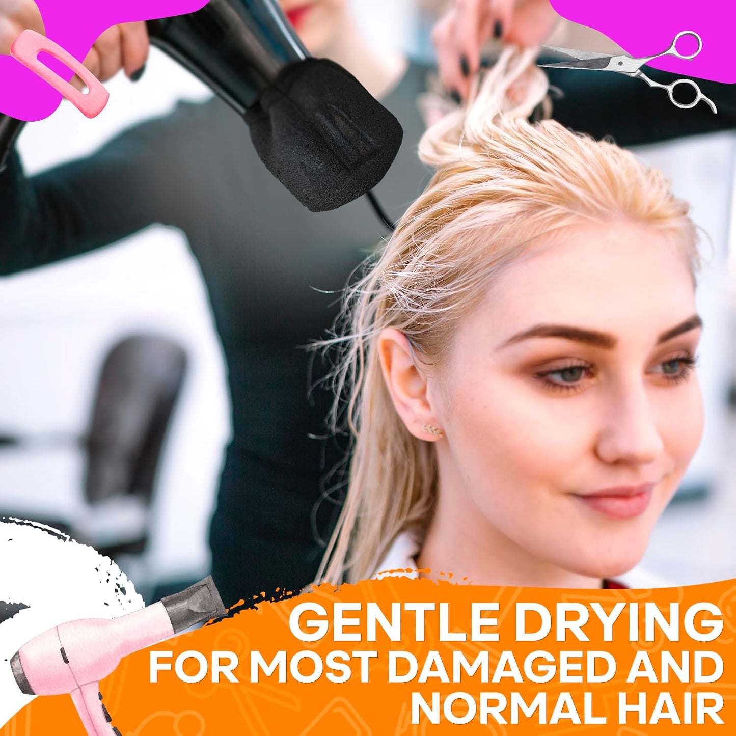 Sock Diffuser for Hair Dryer - Easy-to-Use Travel Attachment | Soft, Heat-Resistant Foam, 5.12x3.35 Inches