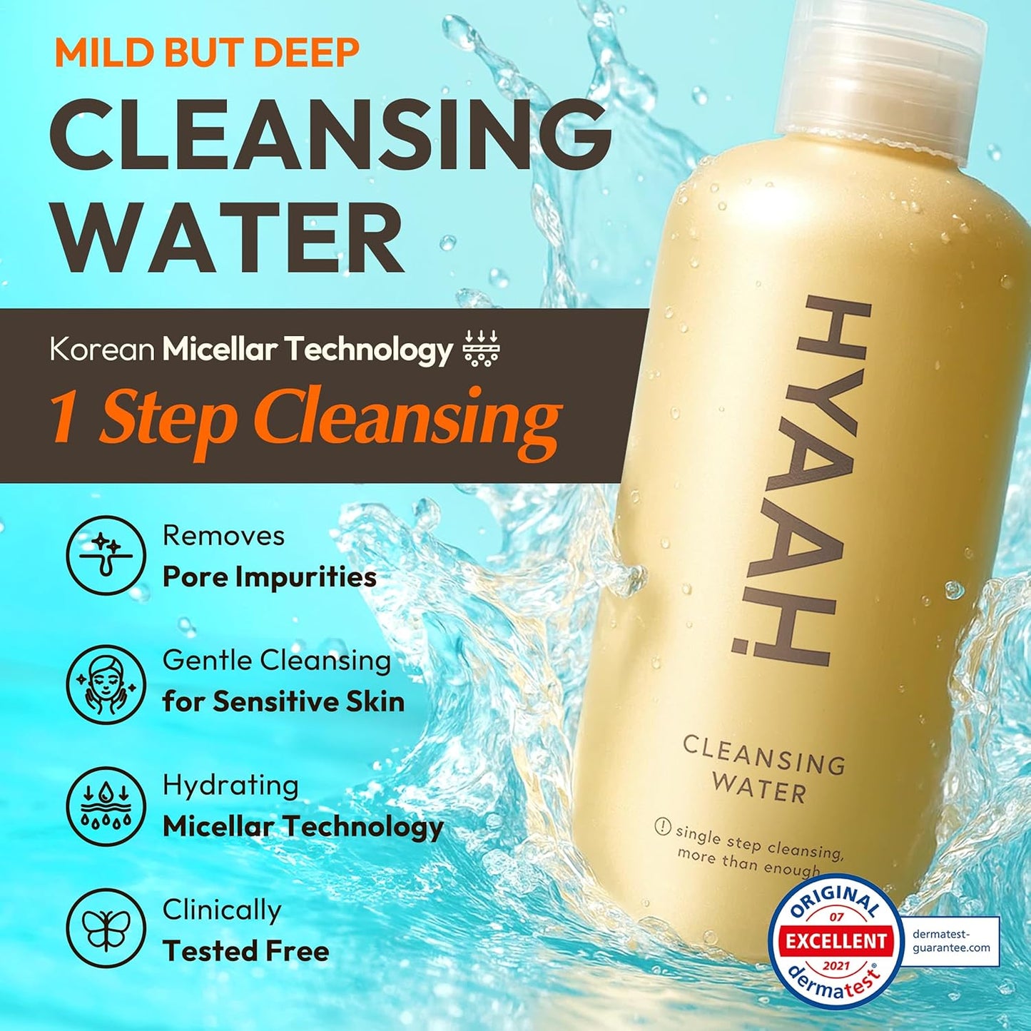 Micellar Water Makeup Remover - Oil-Free Deep Cleansing Facial Cleanser for Sensitive Skin | Hydrating & Exfoliating, 10.14 fl. oz.