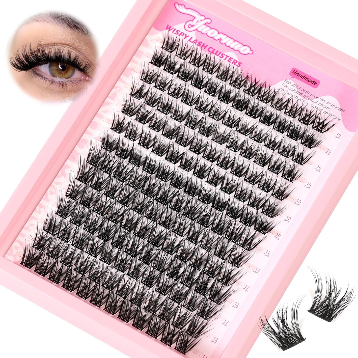 YUORNUO Wispy Lash Clusters 168PCS 10-12mm C Curl Short Eyelash Extensions