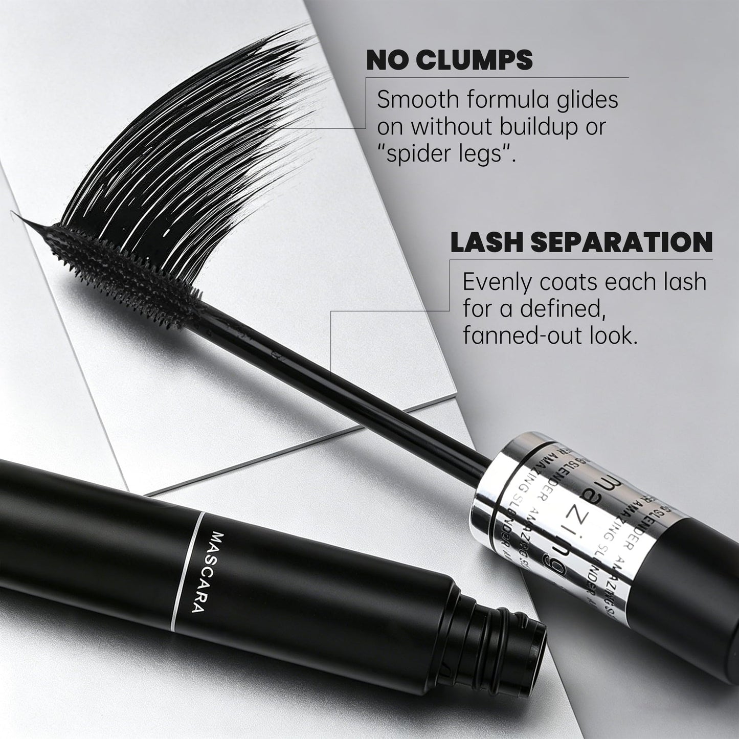 Mascara Volume and Length, Black Tubing Mascara No Smudging Clumpings for Sensitive Eyes, Volumizing, Lengthening, Curling, Multiplying for Fake Lashes Makeup, Vegan, Cruelty Free, 0.28 Fl Oz