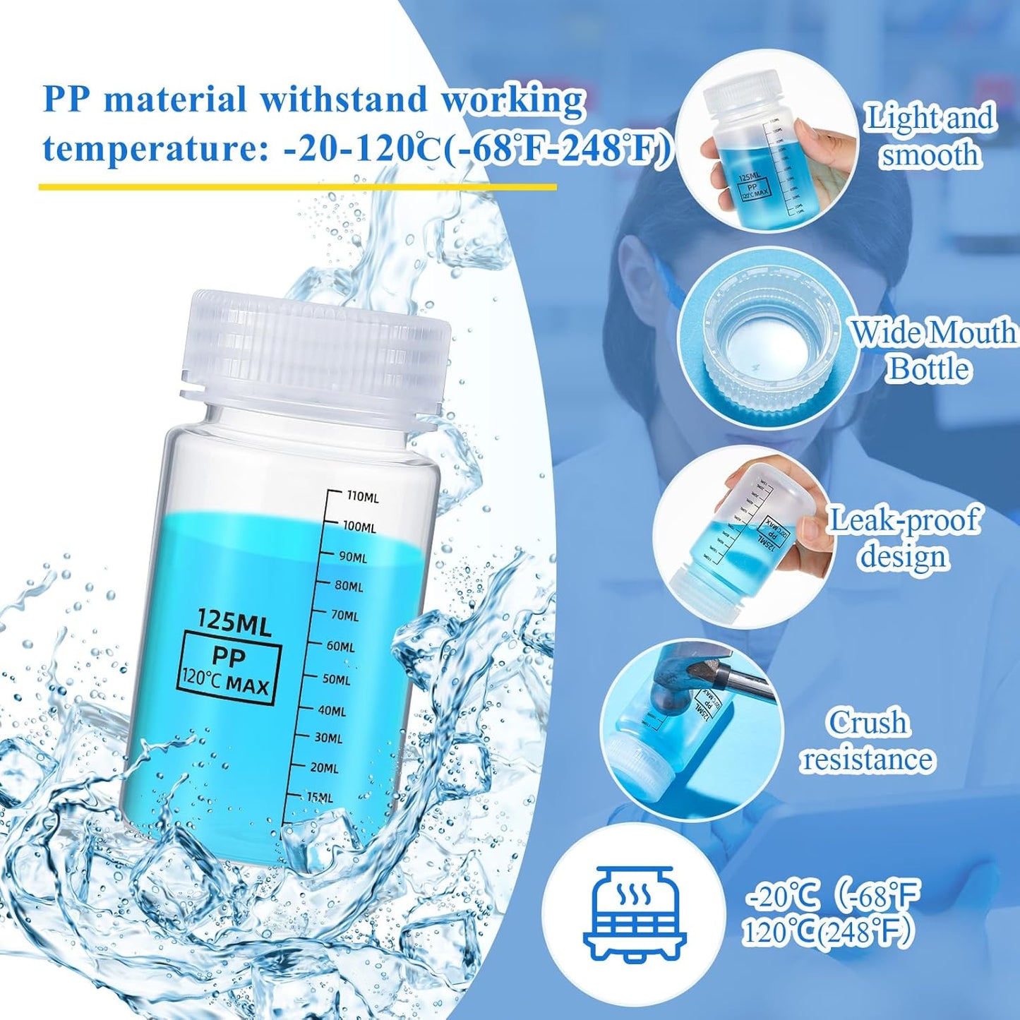 12 Pcs 4oz Plastic Sample Bottles - Clear Liquid Containers for Lab Reagents & Travel | Wide Mouth, Screw Cap