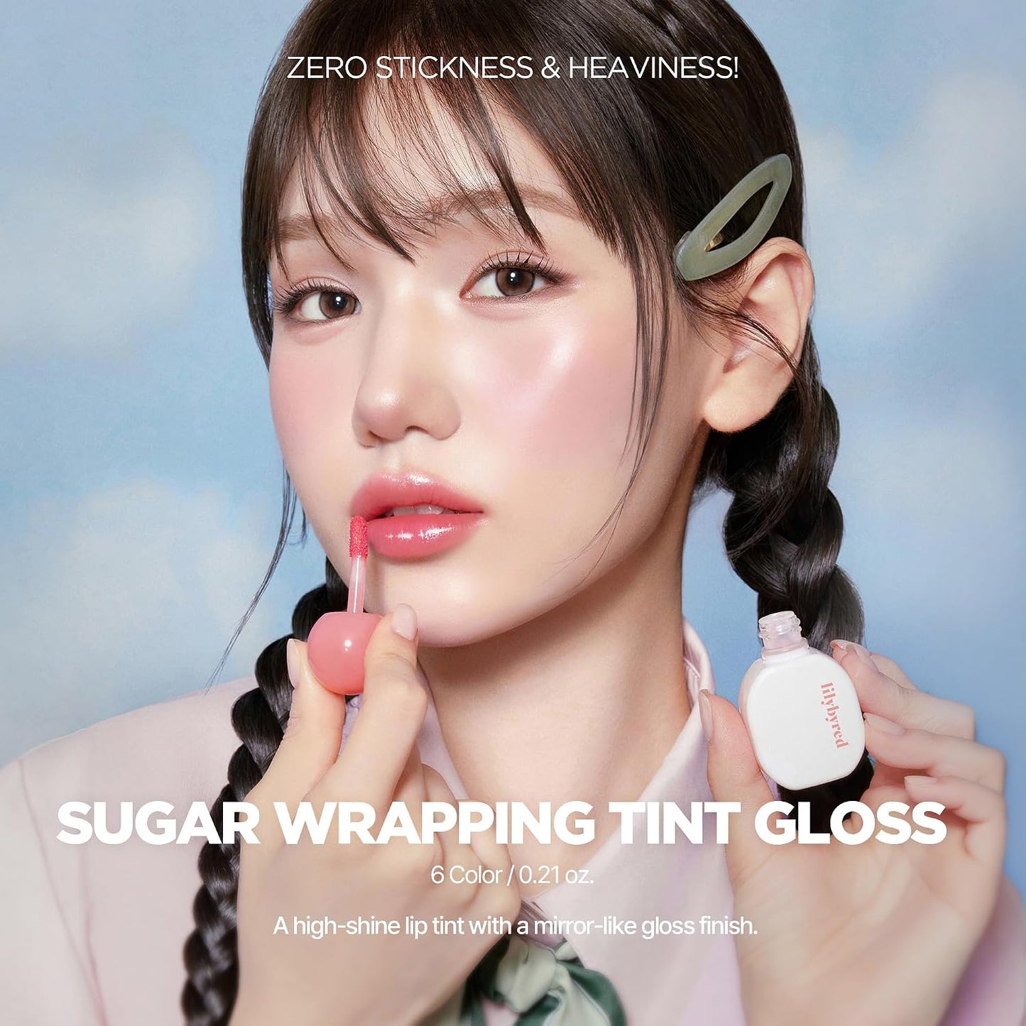 Lilybyred Sugar Wrapping Tint Gloss - Korean Lip Stain, Ceramide-Infused, Lightweight & Non-Sticky | 0.21 oz, 01 Peach Syrup