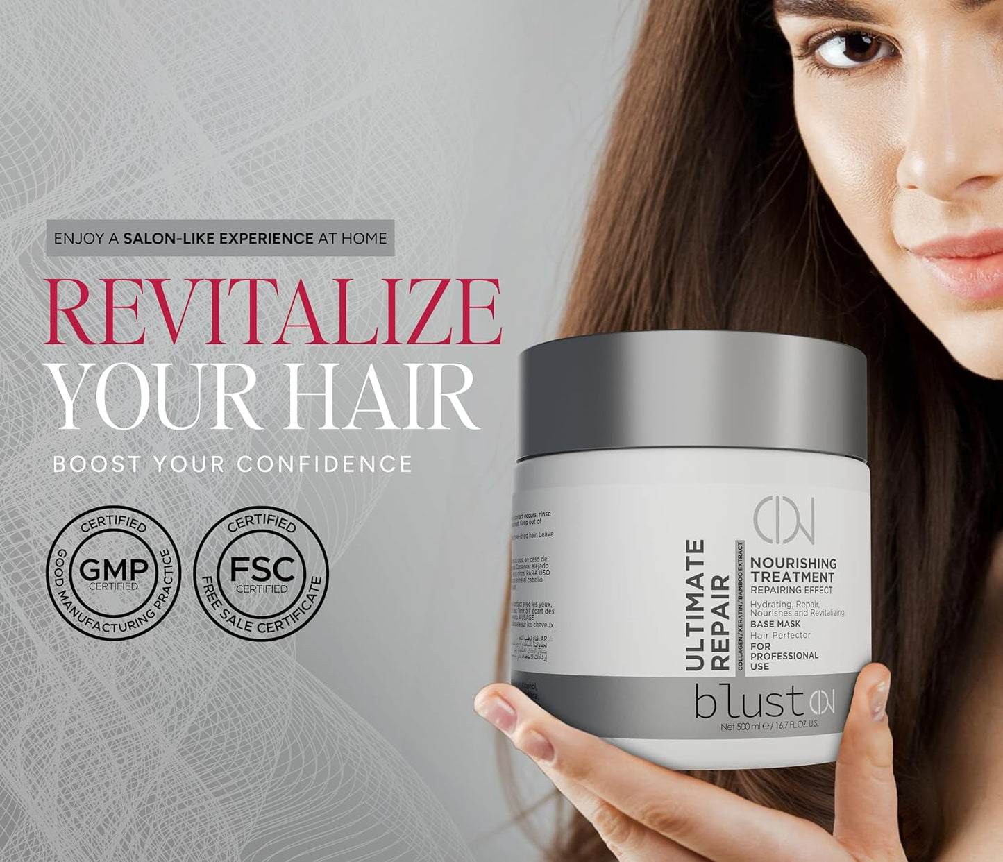 Collagen & Keratin Hair Mask - Deep Conditioning for Damaged Hair | 500ml with Bamboo & Avocado Oil
