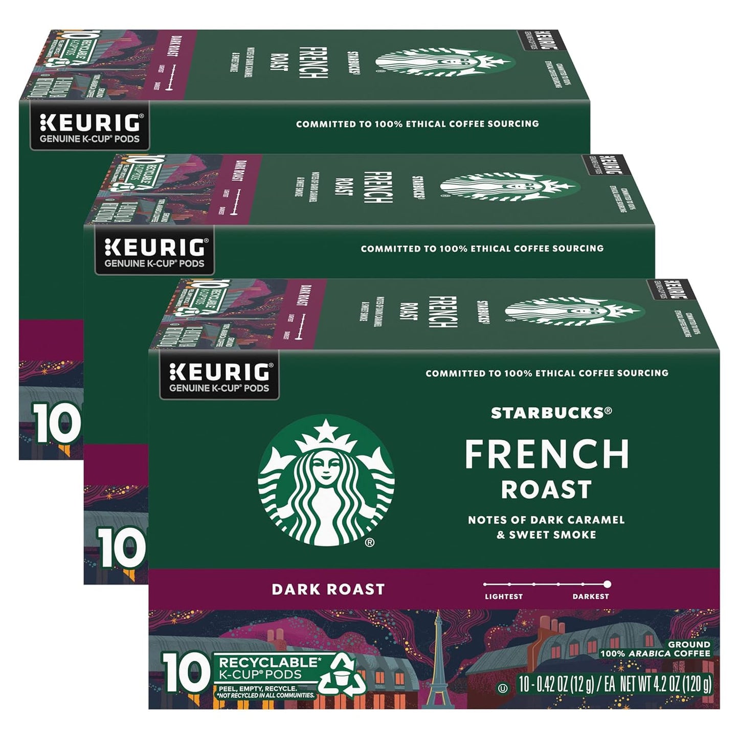 Starbucks K-Cup Coffee Pods - Dark Roast French Roast for Hot or Iced Coffee | 96 Count