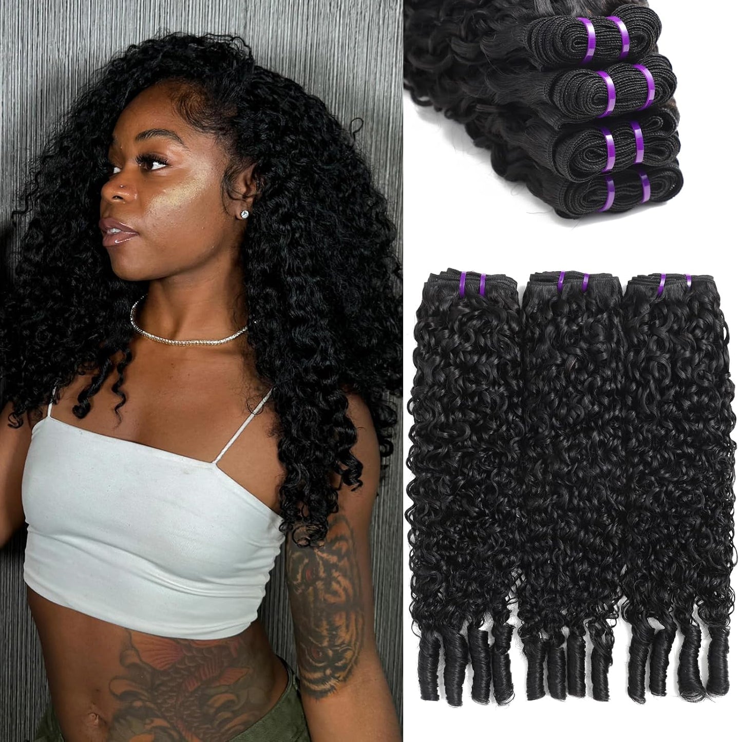 Burmese Curly Hair Bundles - 100% Unprocessed Virgin Remy Hair | 20, 22, 24 Inch Natural Color Extensions for Women
