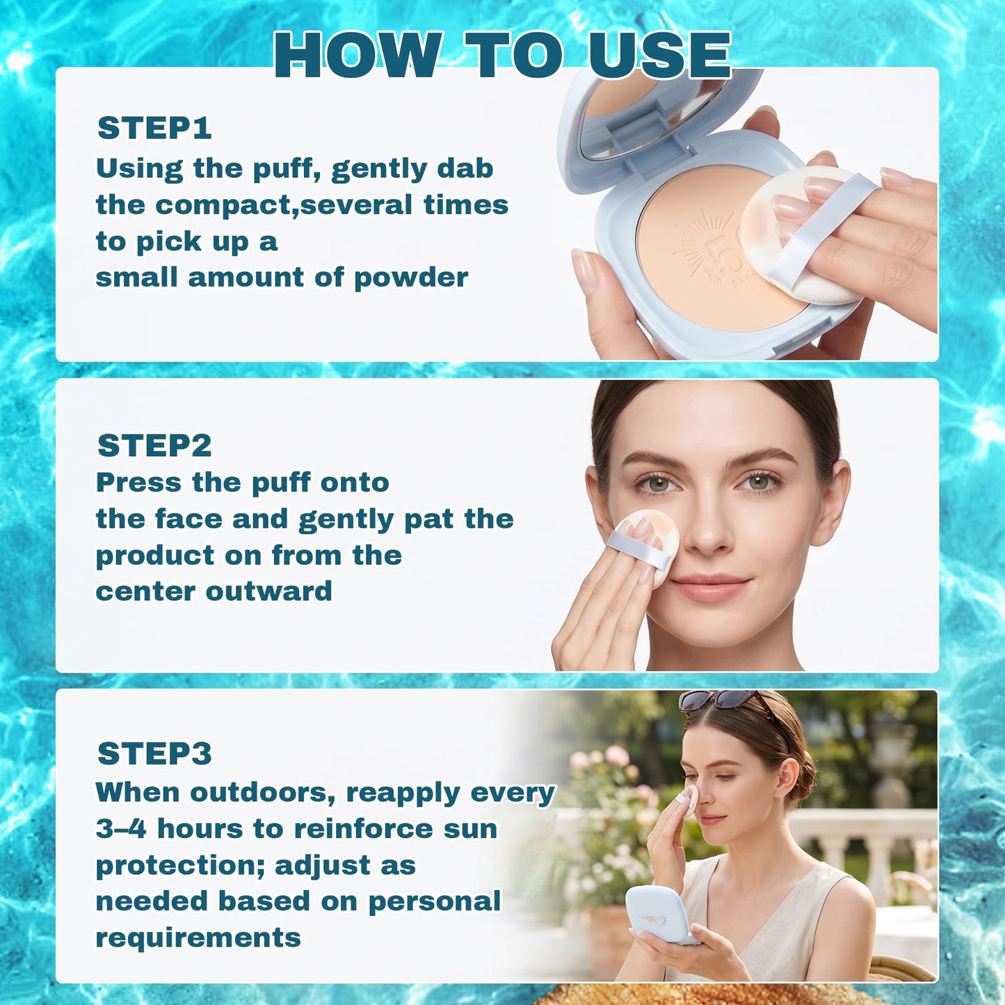 Face Powder Makeup Foundation,Lightweight Concealing Sunscreen Setting Face Pressed Compact with SPF 50,Oil-Control,Long-Lasting Pressed Powder Foundation,100g
