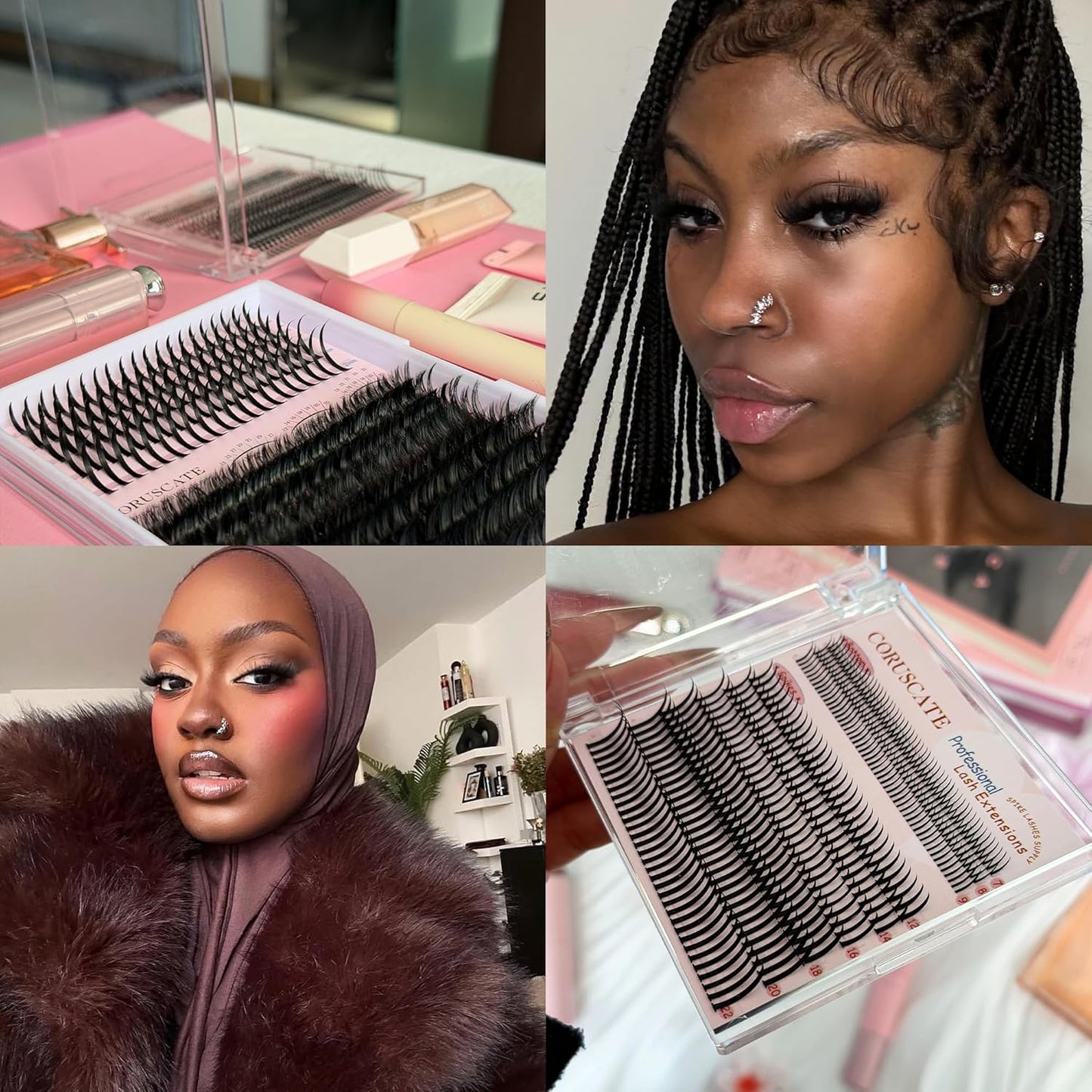 Lash Clusters with Spikes - Ultra Long 12-22mm Eyelash Extensions for Manga & Spiky Looks | DIY Multi-Eye Styles