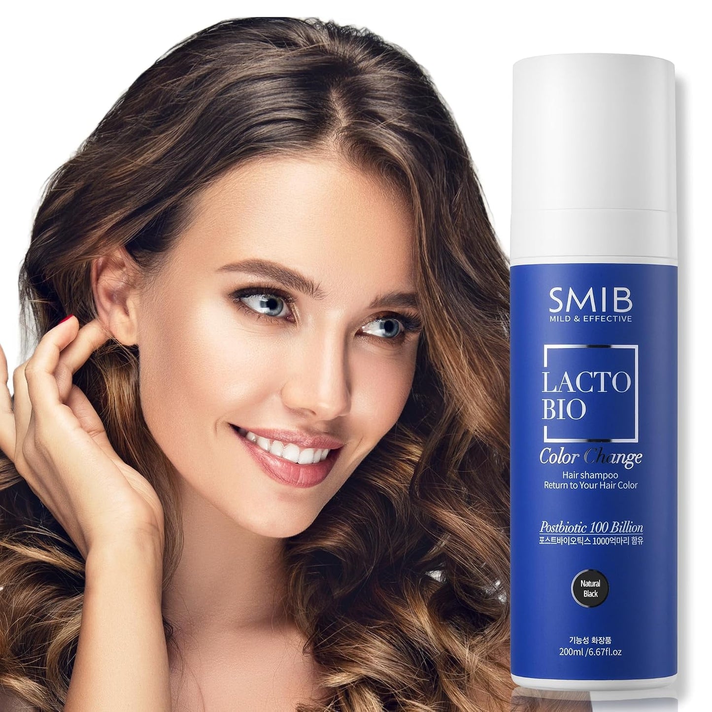 Lactobio Hair Dye Shampoo - Gradual Gray Reduction with Probiotics | Gentle Korean Formula for Daily Use (6.76 fl oz) | Black