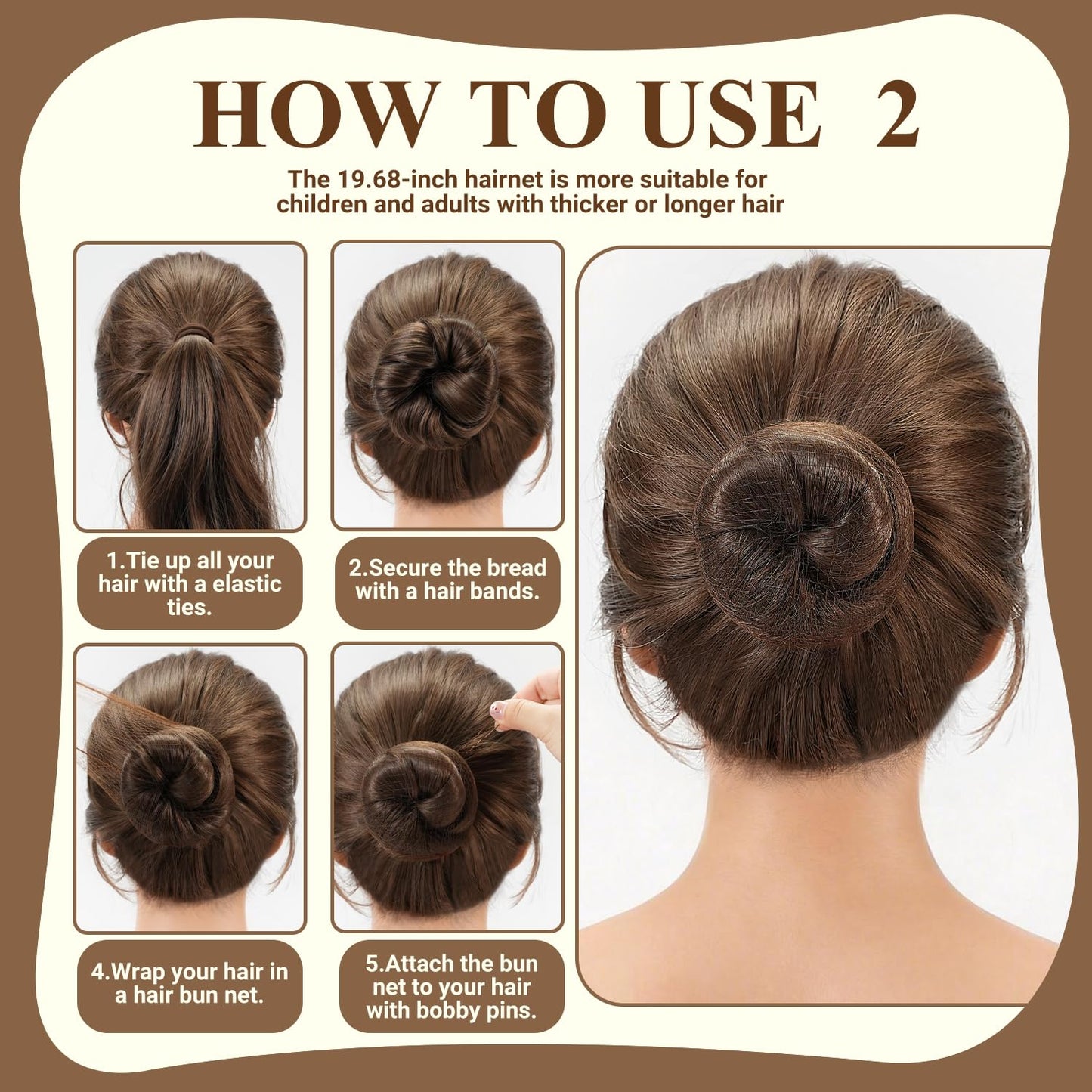 Bobby Pins and Hair Nets Set - Invisible Hair Accessories for Ballet Buns | U Pins, Elastic Bands, Clear Rubber Bands (11.81 & 19.86 in)