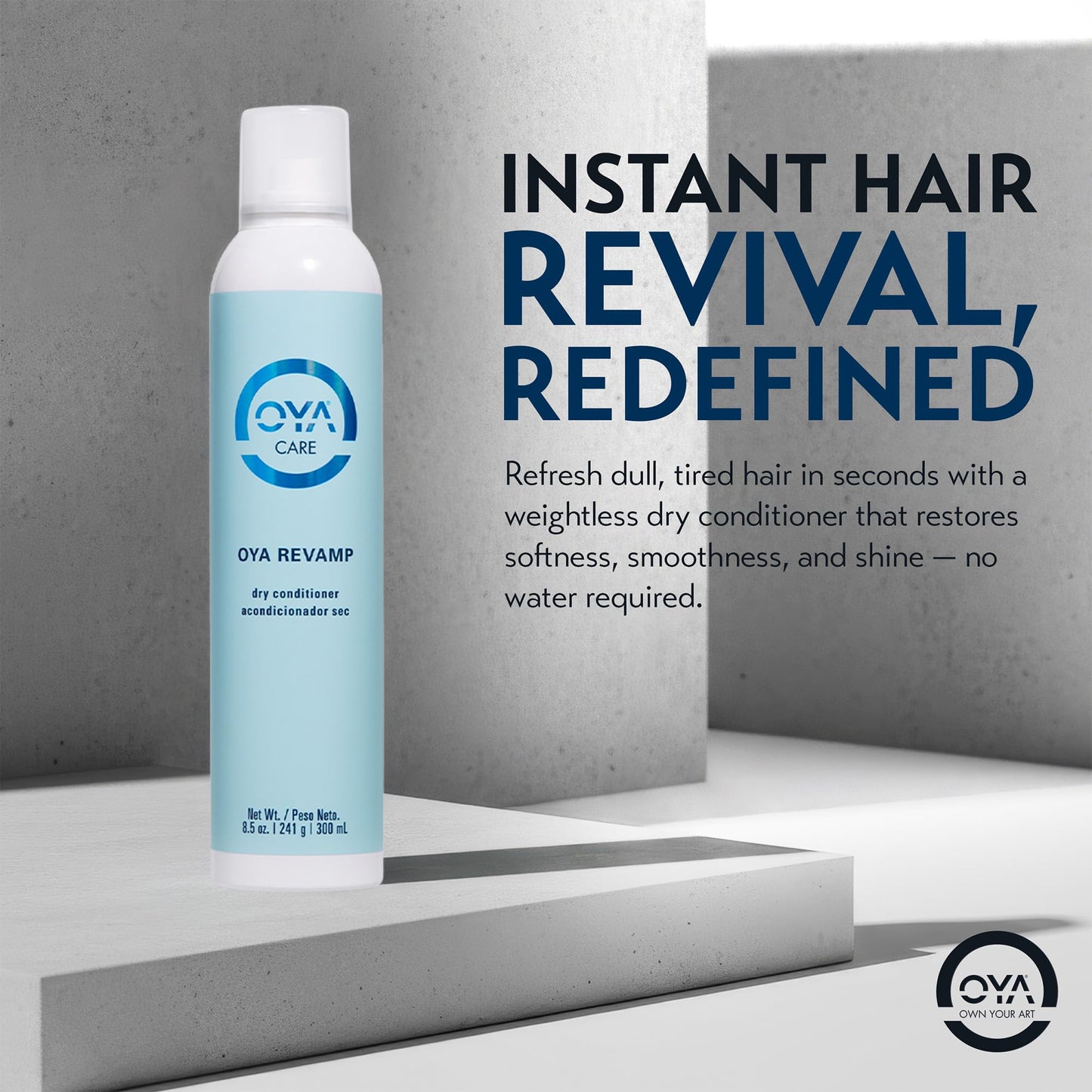 OYA Revamp Dry Conditioner Spray - No Rinse Leave In Conditioner Mist - Hydrate, Moisturize and Smooth Coarse Hair - Helps Detangle and Control Frizzy Hair - Suitable for All Hair Types - 285ml