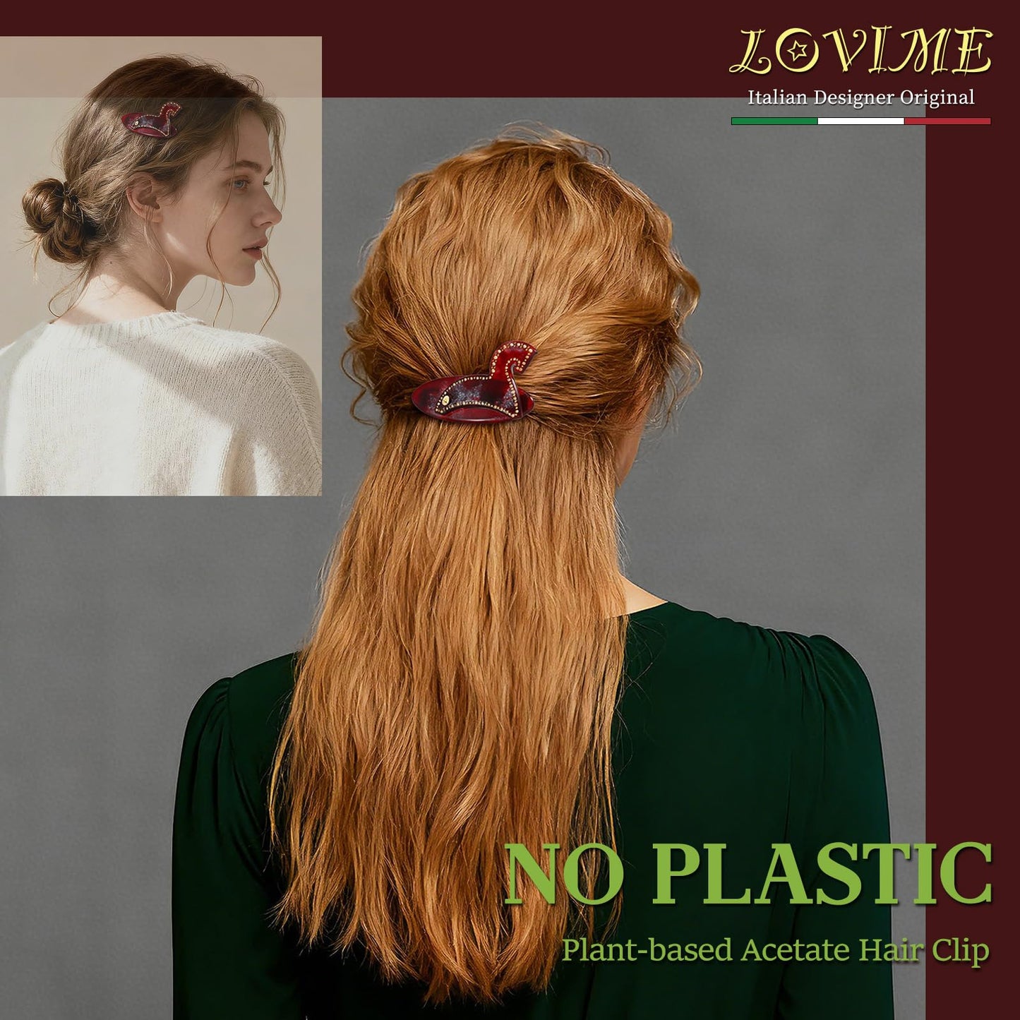 LOVIME Red Hair Clips for Women Premium, Small Hair Barrettes for Women Thin Hair, French Hair Barrettes No Slip for Birthday Gifts for Mom with Gift Box