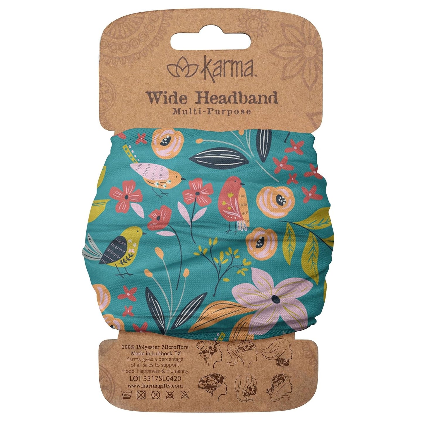 Floral Headband for Women - Teal/Apricot Split Design | Wide Fabric & Stretchy Hair Scarf