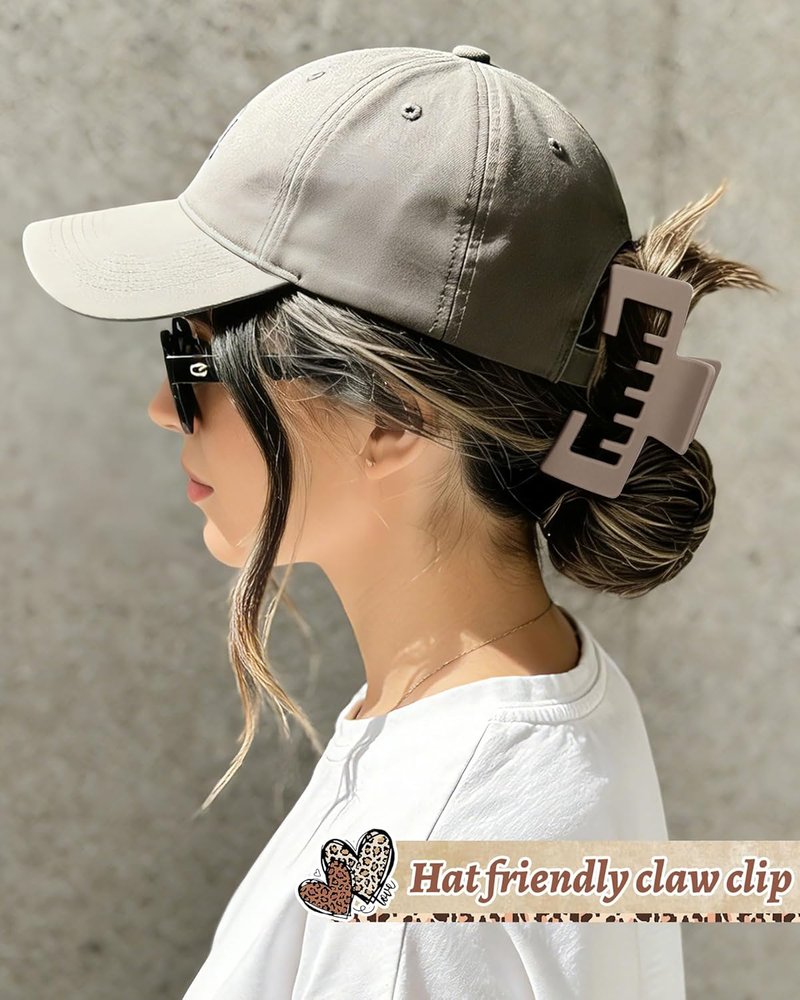 Hat-Friendly Claw Clips for Baseball Caps - 4 Pack Trucker Hair Clips for Thick Hair | Stylish Hair Accessories