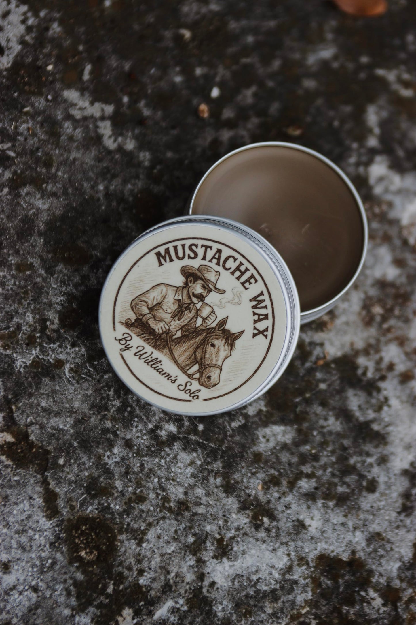 William's Solo Mustache Wax - Strong Hold Mustache Wax - 1 oz tin - No Added Dye or Fragrence