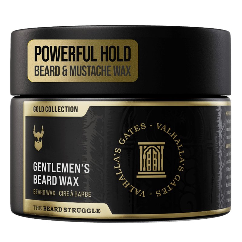 Gentlemen's Beard & Mustache Wax for Men by Beard Struggle - Viking Beard Wax Helps to Tame Style & Groom - Gold Collection - Valhalla's Gates - Moustache Wax, 50g / 1.76 US. oz.