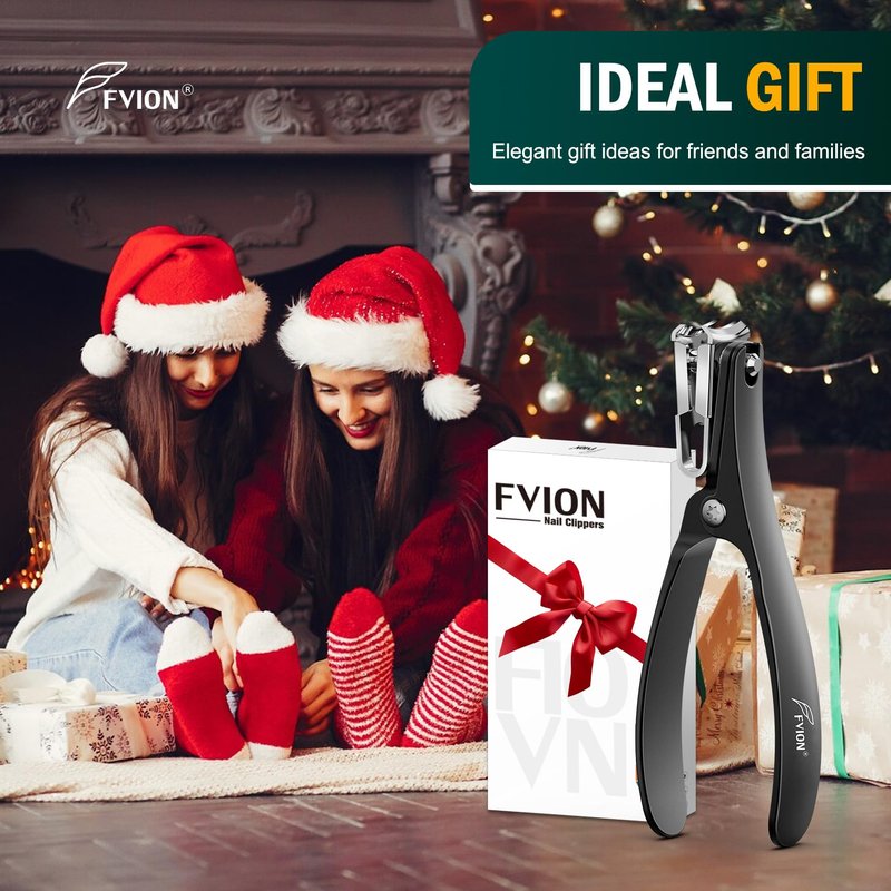 FVION 360° Rotating Jaw Toenail Clippers for Thick Nails for Seniors - Long Handle Fingernail Clippers, Comfortable Grip Nail Clippers Trimmer