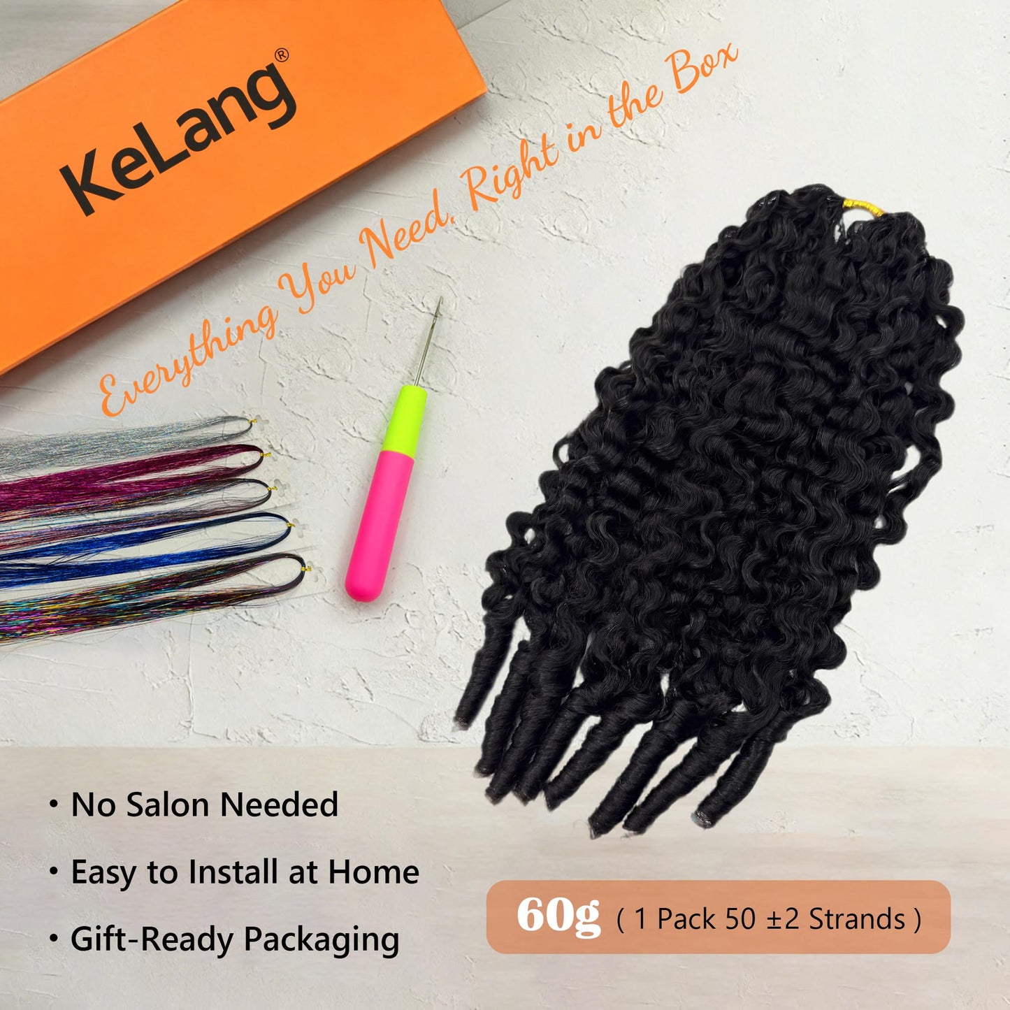 100% Human Hair Crochet Hair Burmese Curly, Pre-Looped & Pre-Separated Crochet Braids, Natural Black, Soft Lightweight, No Shedding, Tangle Free, Crochet Hair for Black Women 50strands 60g 20 Inch