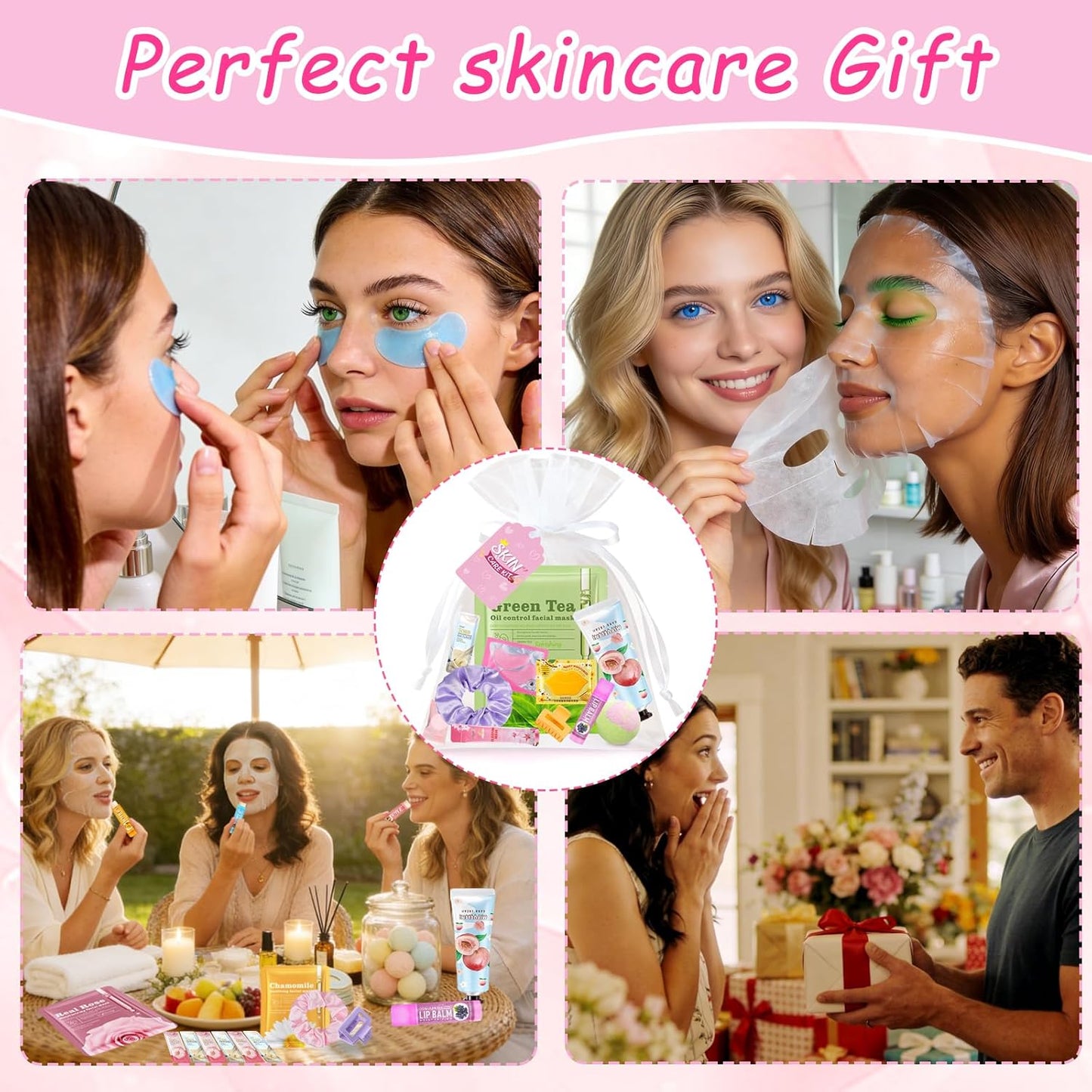 Spa Party Supplies - 156 PCS Spa Favors with Face Masks, Lip Balm & Under Eye Patches | Perfect for Bridal, Birthday & Sleepover Parties