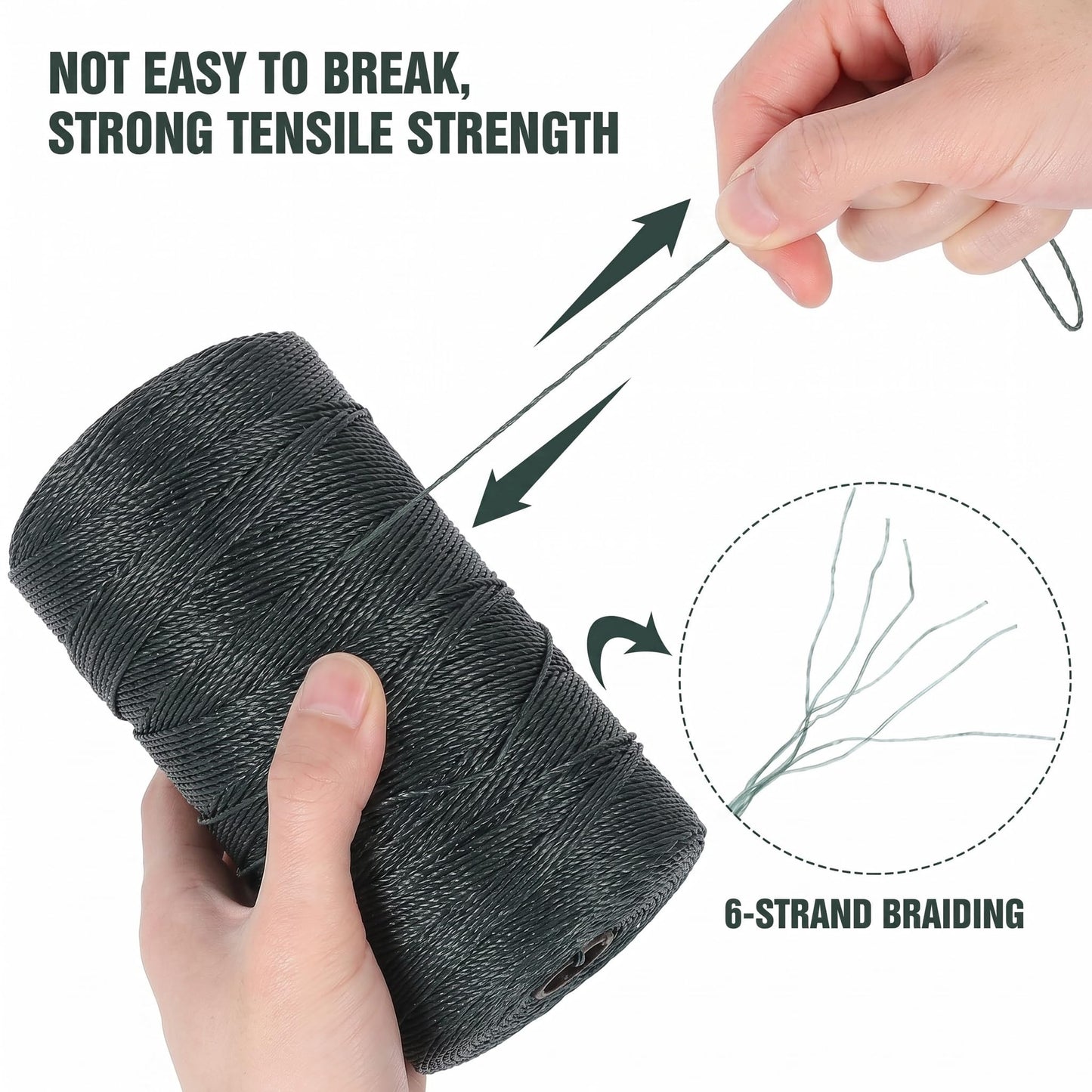 Housoutil 1 Roll Nylon String, 300m/980ft Fishing Net Repair Line, 18 Strand Twine Braided Wrapping Rope, Multi-use Fishing Cord Twine for Crab Trap, DIY Crafts Rope to Weave Nylon Braided Wire