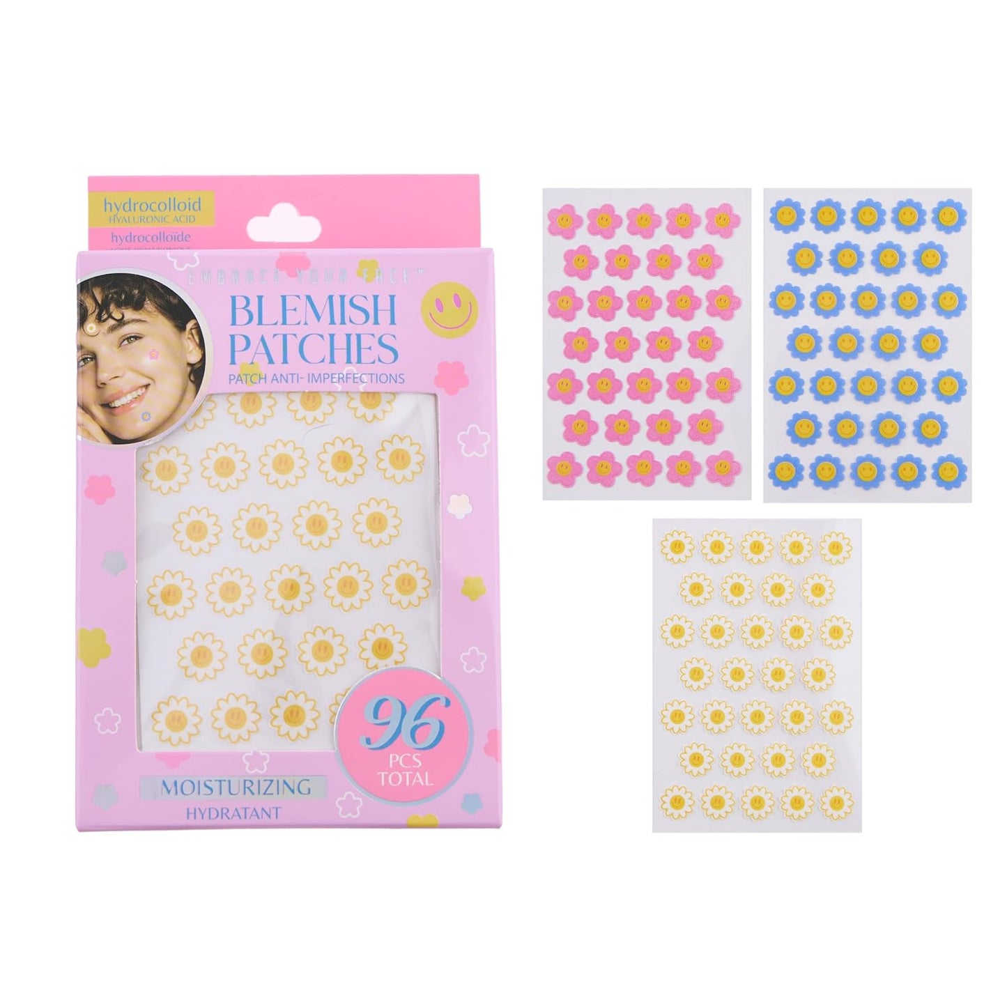 Hydrocolloid Pimple Patches - 96pc Blemish Patch Set with Salicylic Acid | Cute Butterfly Designs in Pink, Purple & Teal for Kids & Teens