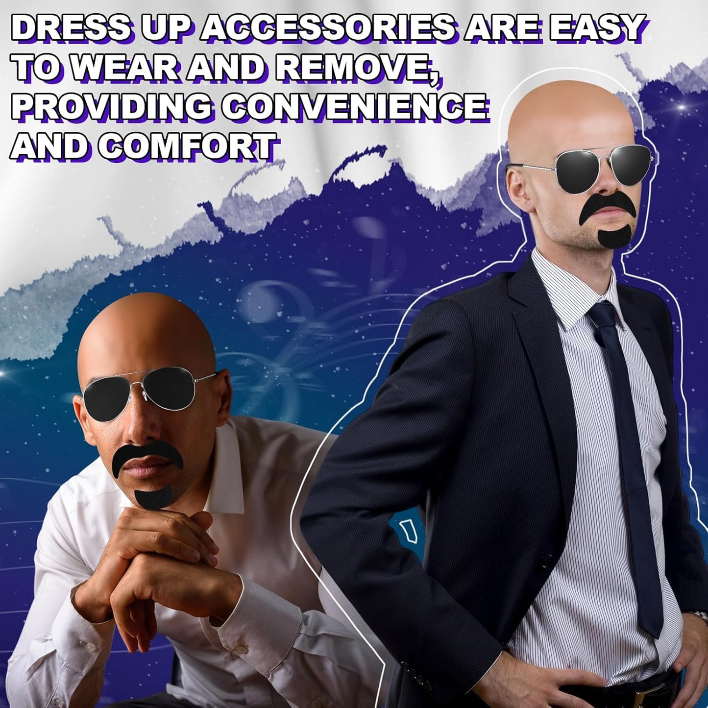Bald Caps for Halloween | Mepase Costume Accessories with Glasses & Mustache for Men & Women