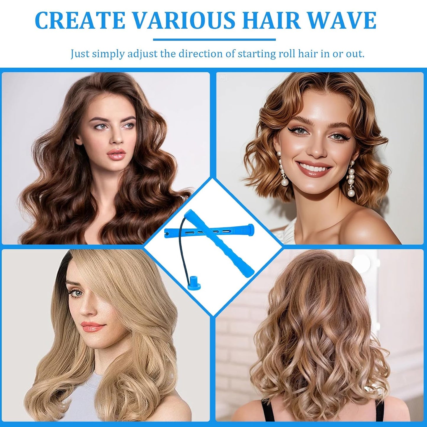 Blue Plastic Hair Perm Rods - 40 Pcs Small Cold Wave Curling Rollers for DIY Hair Styling