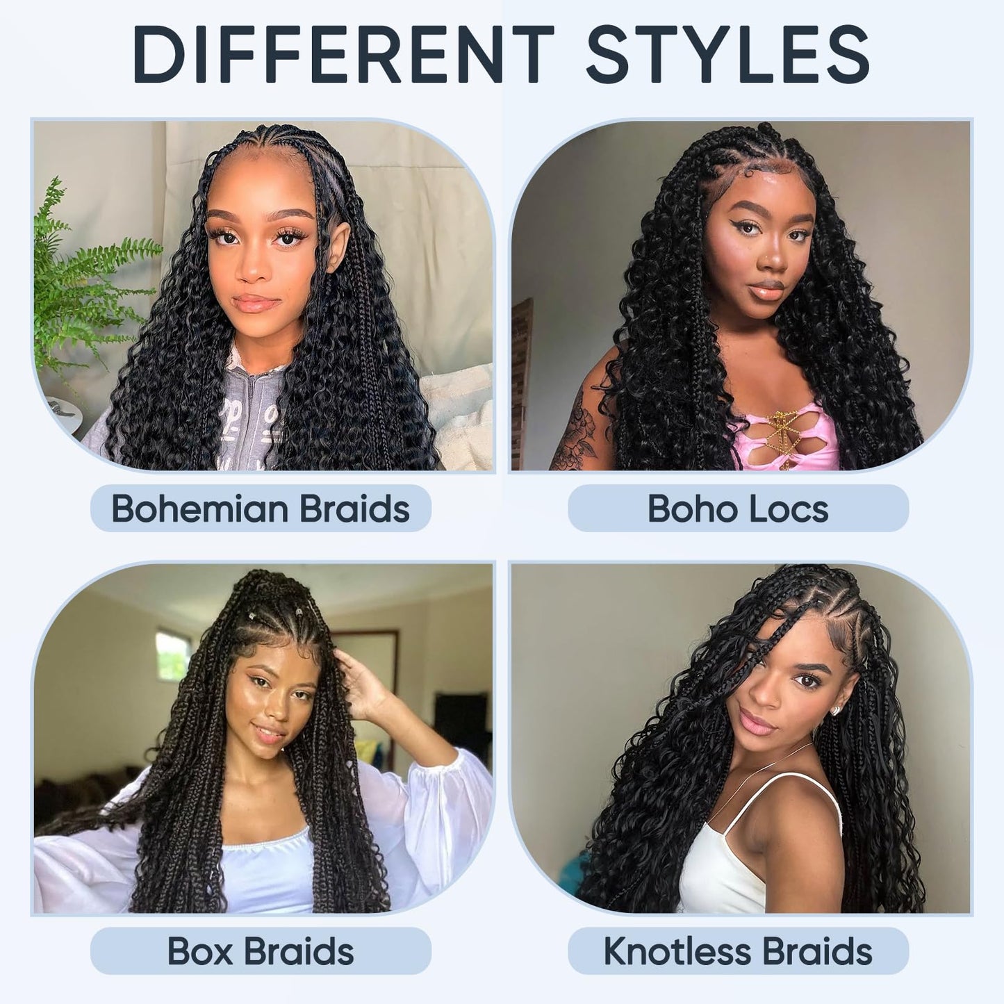 Human Braiding Hair for Boho Braids,150g 16 inch 6 Bundles Deep water Wave Bulk Boho Curly Human Hair for Braiding,Natural Color No Weft 12A Wet and Wavy Human Knotless Braiding Hair Extensions