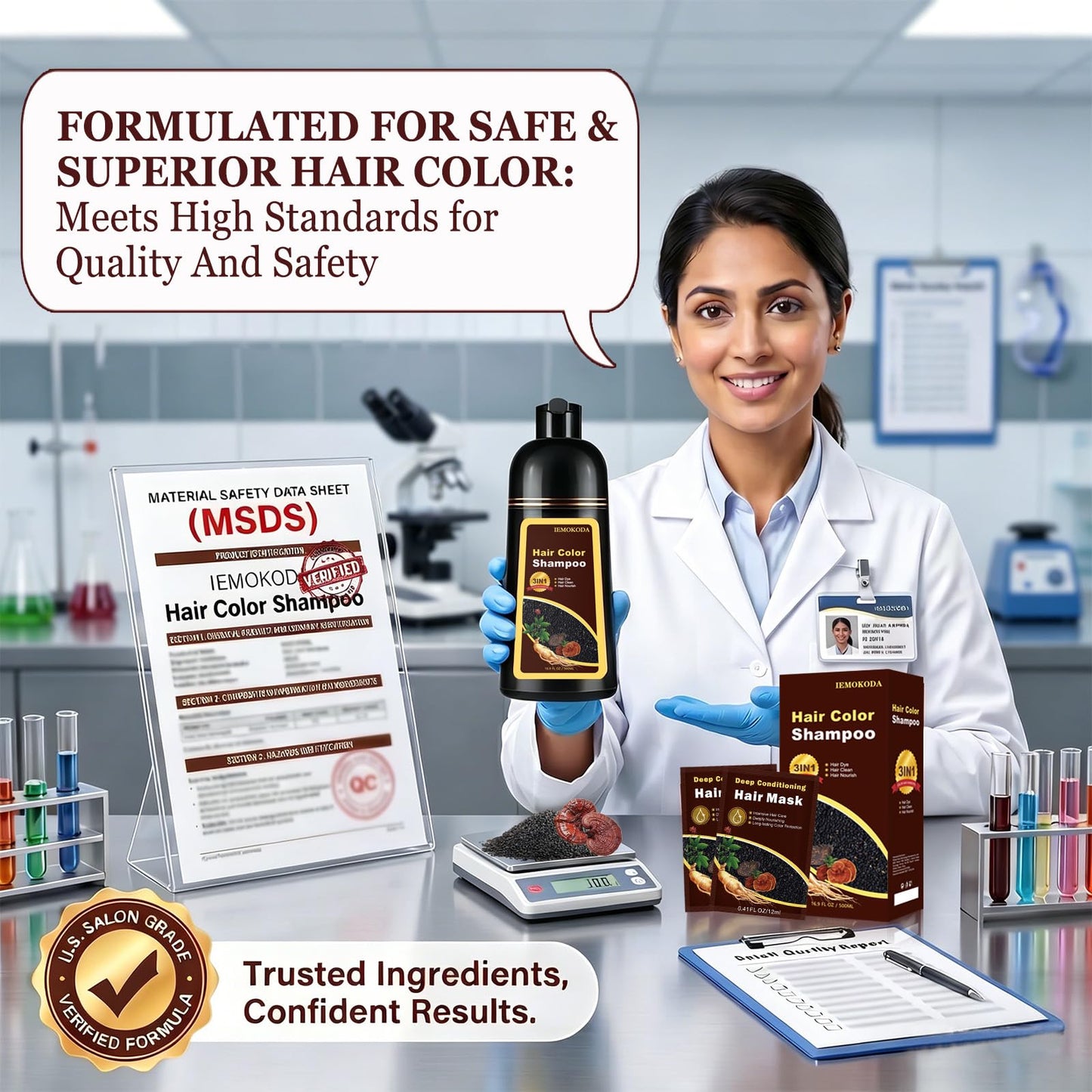 Blonde Brown Hair Dye Shampoo 3 in 1, Long-lasting & Natural Hair Color Shampoo, Herbal Ingredients Natural Shampoo Hair Dye Effect in Minutes for Men Women 500ml
