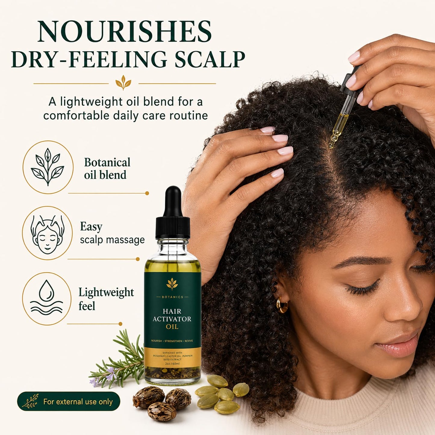 BCYXLR Organics Hair Activator Oil, with Rosemary Oil, Castor Oil, Pumpkin Seed Extract, Aloe Vera & Vitamin E, Nourishing Scalp Oil for Smoother, Shinier-Looking Daily Care (1)