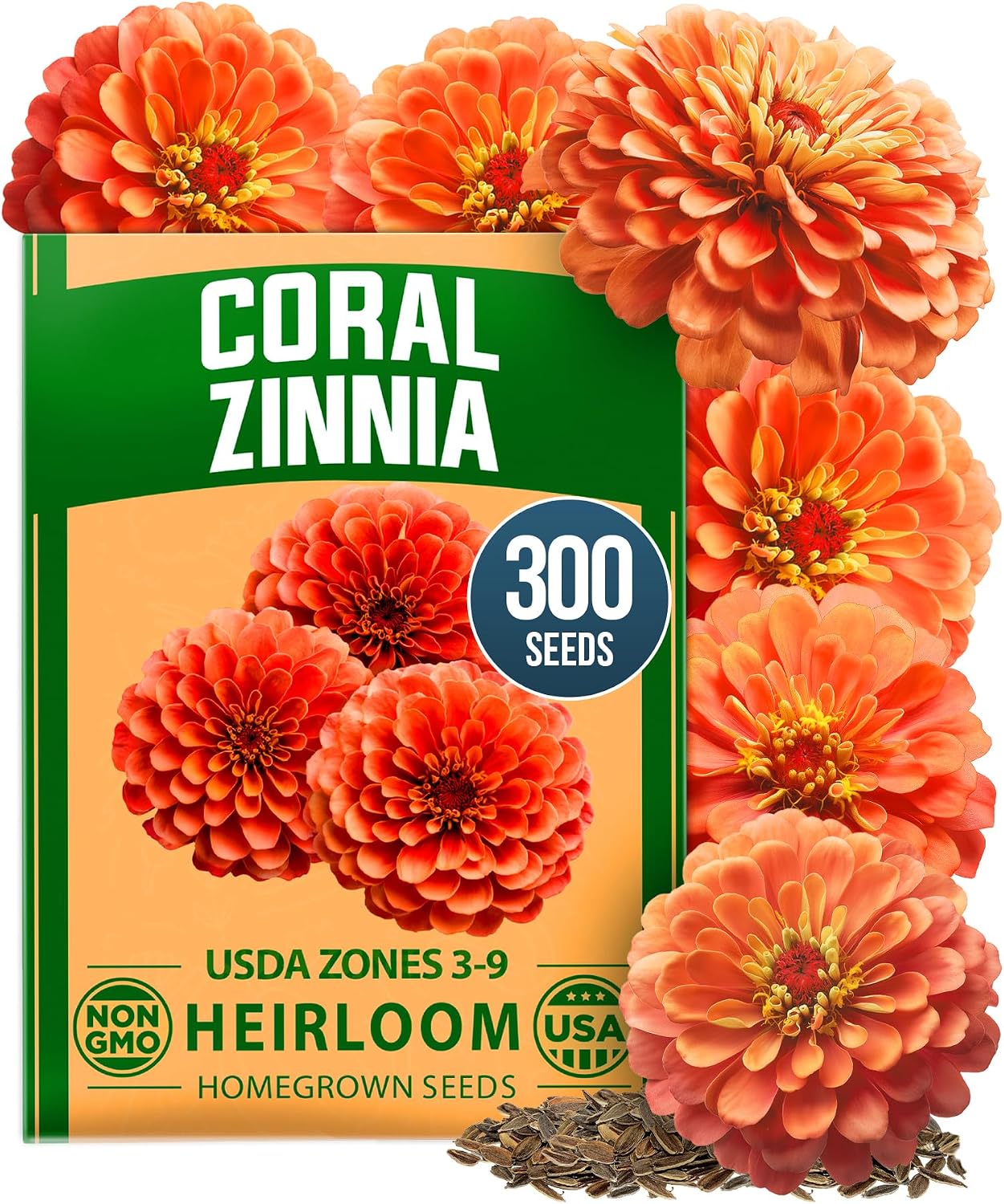 Zinnia Dahlia Seeds Pack - Non-GMO 524 Flower Seeds for Vibrant Pollinator Gardens | Easy-to-Grow Outdoor Blooms